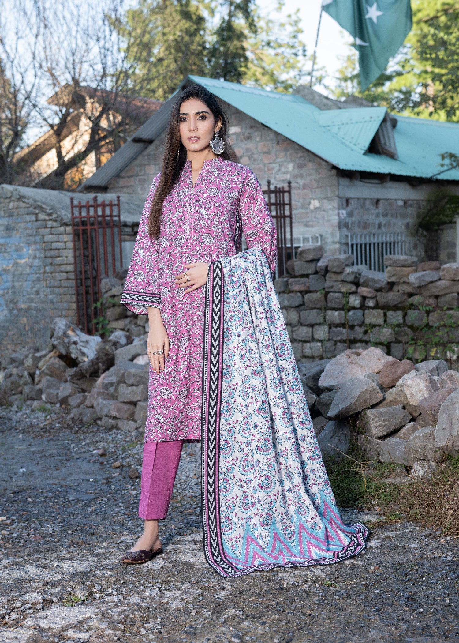 khaddar Unstitched in Mulberry
