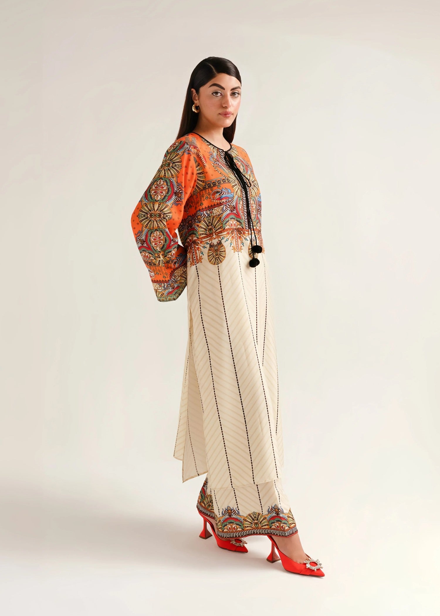 cambric Kurta Set in Multi