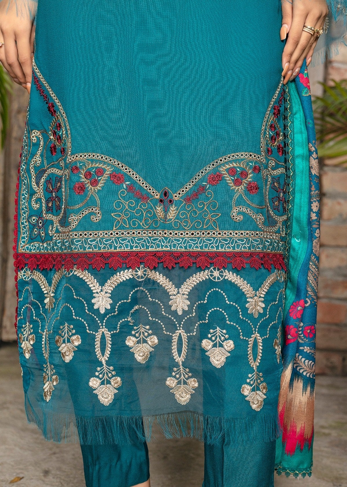karandi Unstitched in Teal
