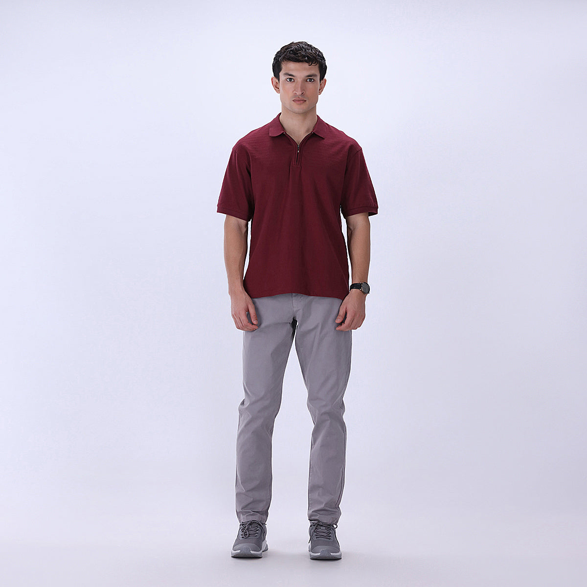 zari cotton Polo Shirt in Maroon