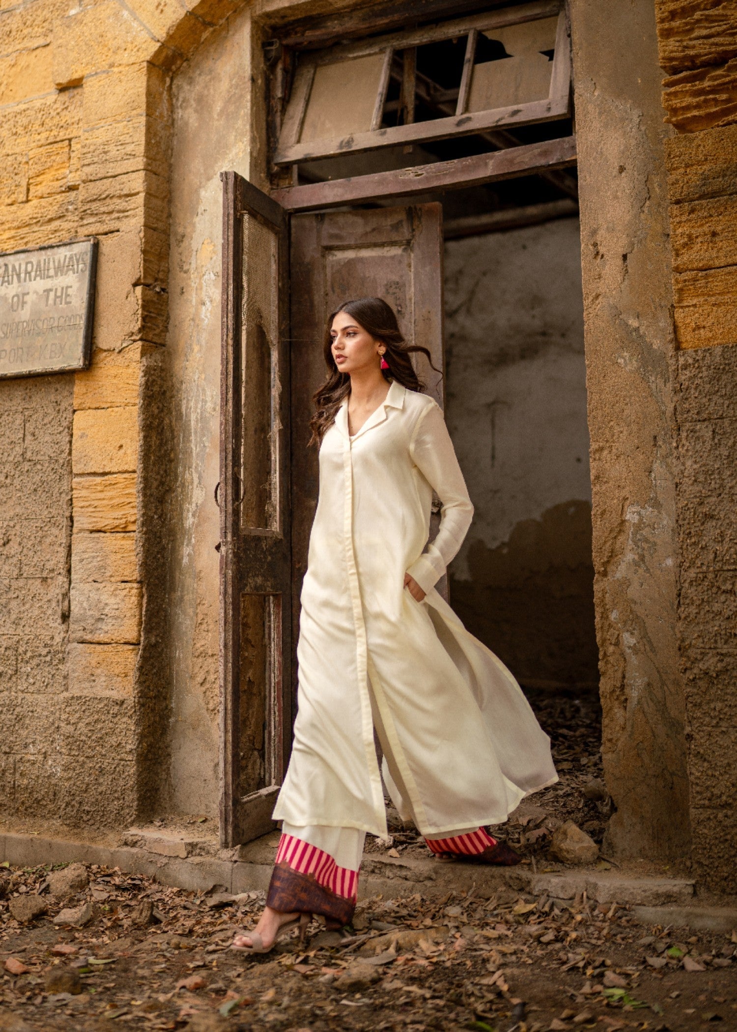 cotton voile Co ord Sets in Off-white