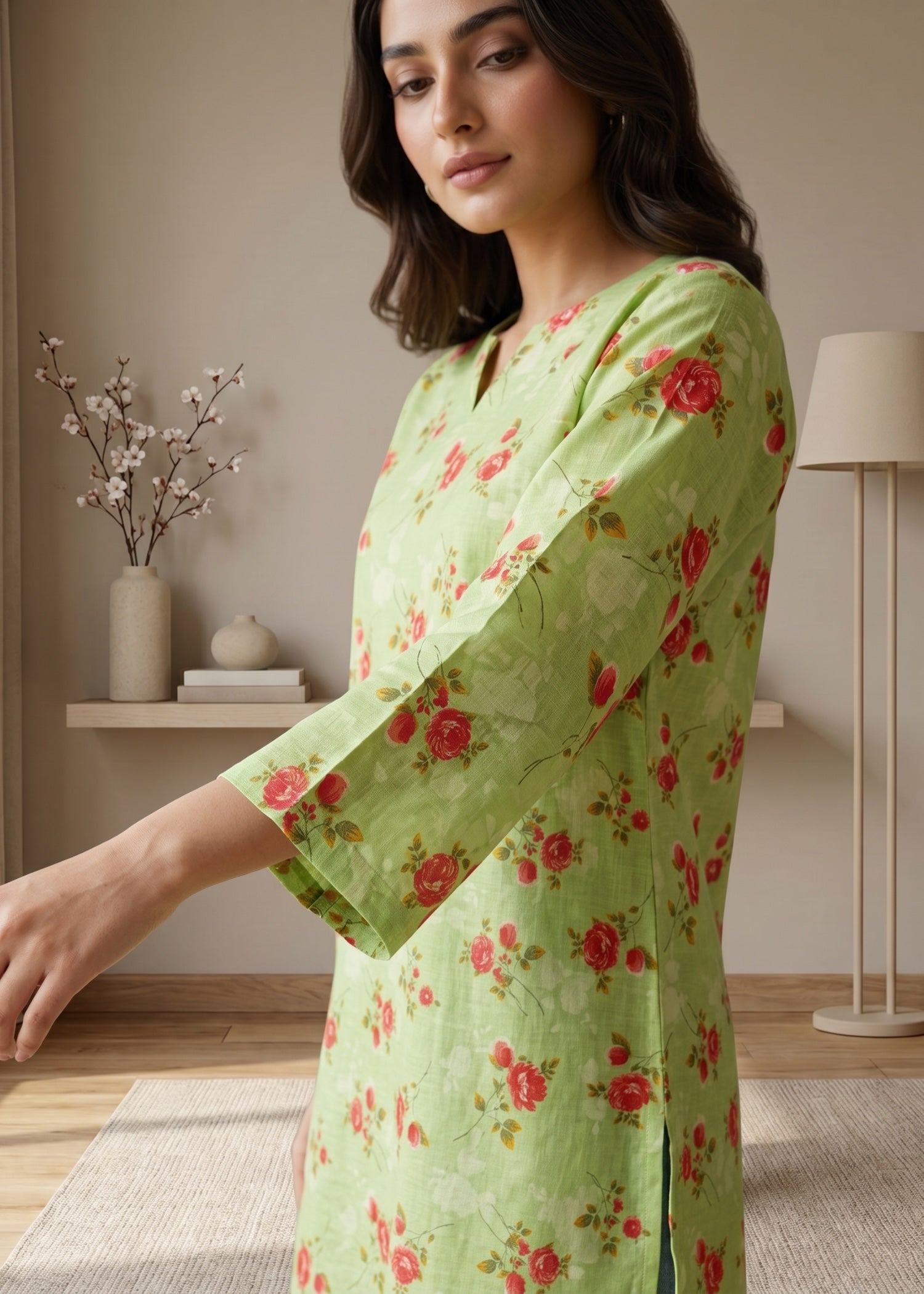 lawn cotton Kurti in Mint green