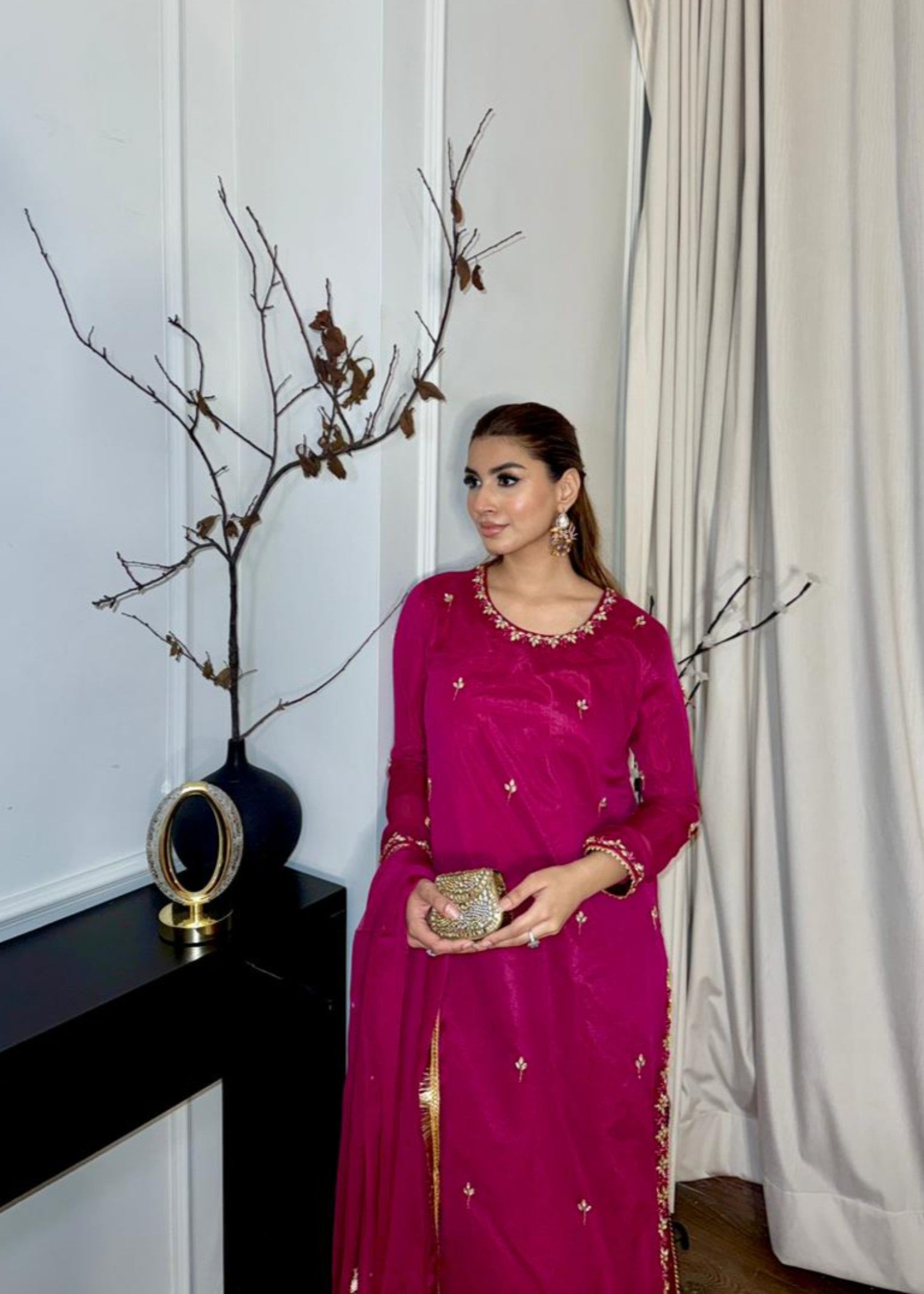 chiffon Sharara in Shocking pink