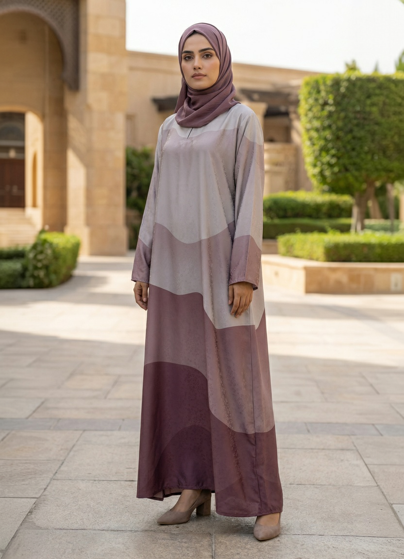 jacquard georgette Abaya in Claret