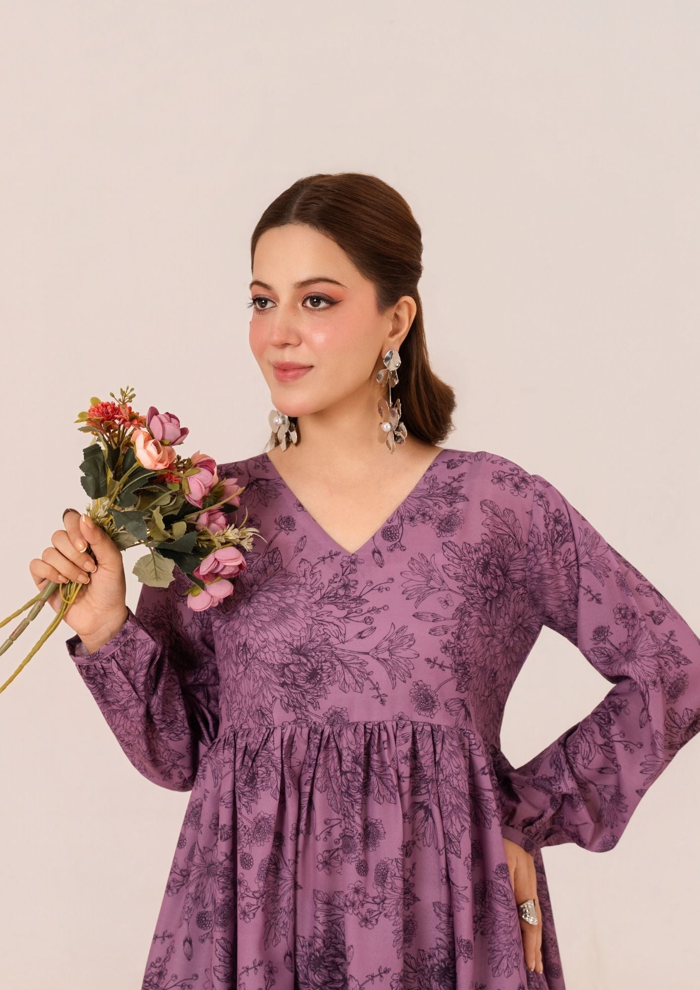 arabic lawn Maxi in Mauve