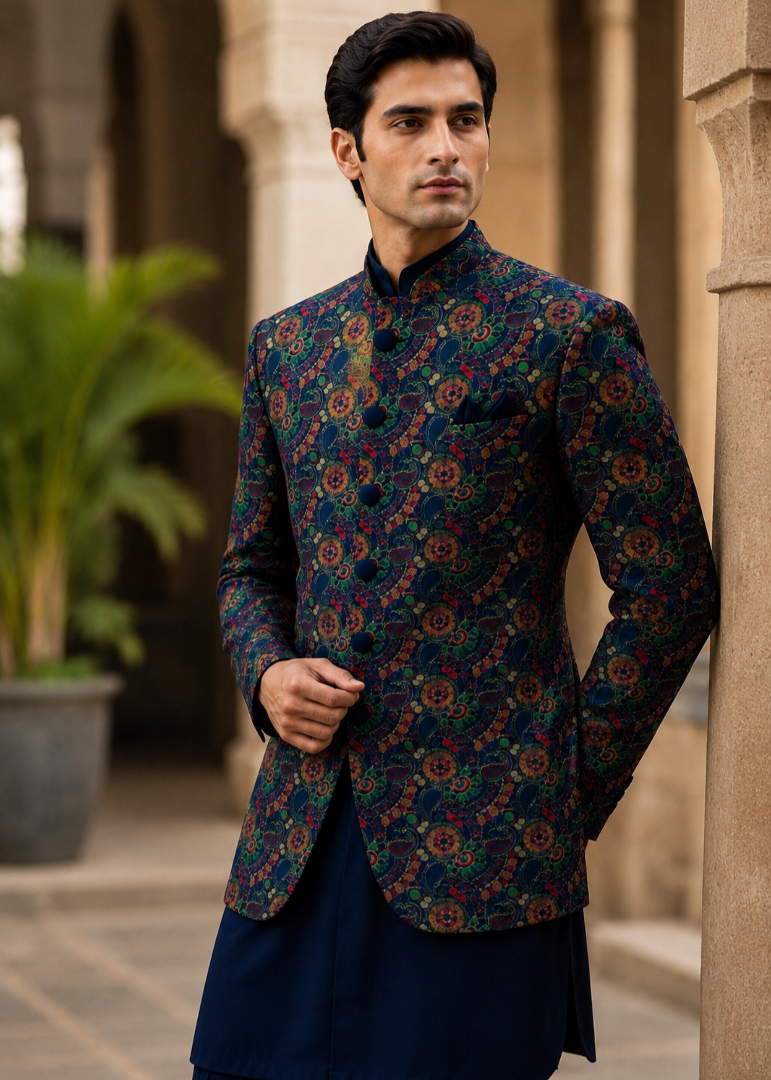 velvet Prince Coat in Dark blue