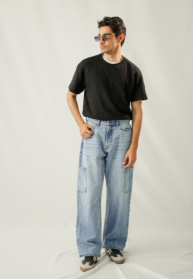 stretch denim Jeans in Turquoise