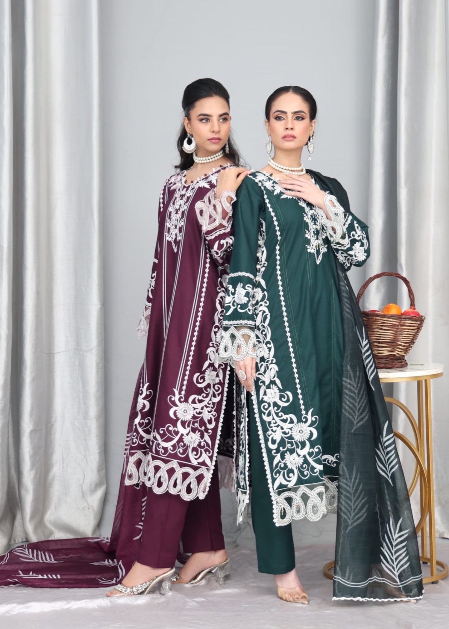 cotton krandi Kurta Set in Bottle green