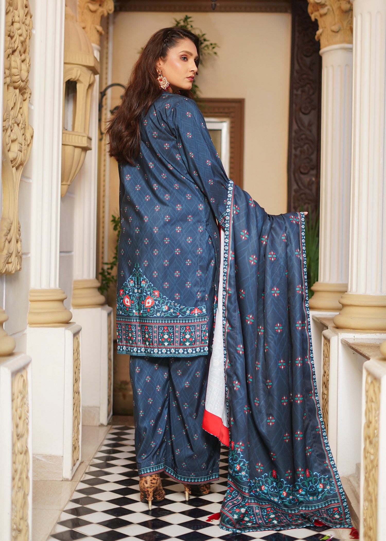 slub khaddar Kurta Set in Midnight blue, slate blue