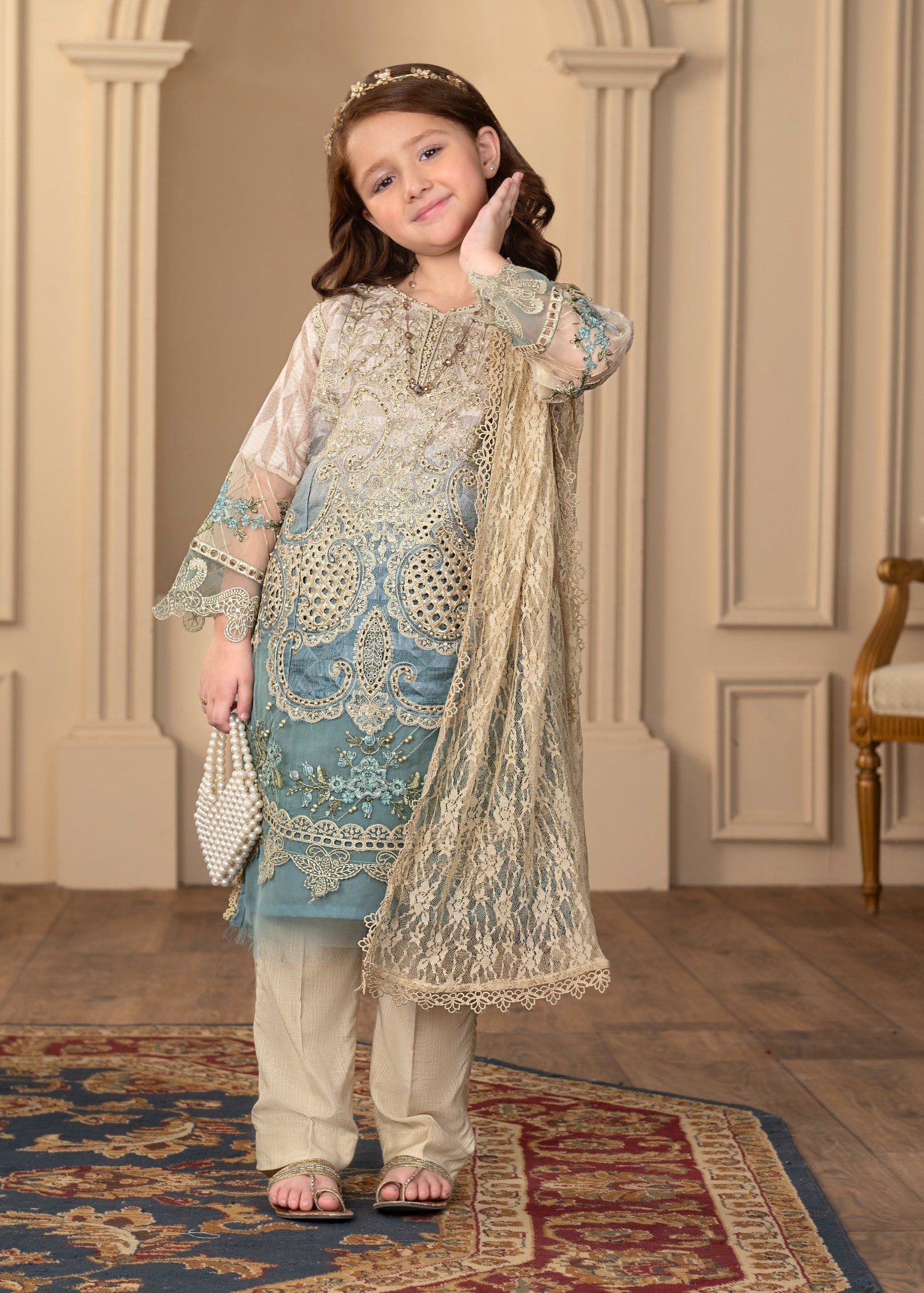 khaddi net Kurta Set in Multi