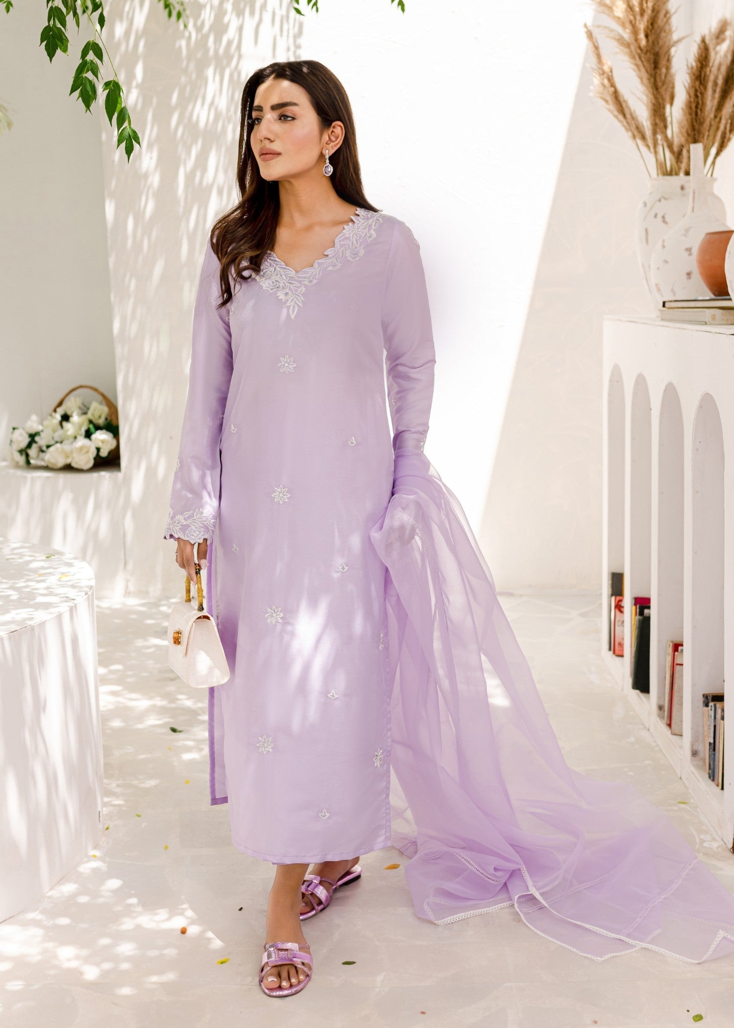 kattan silk Kurta Set in Lilac