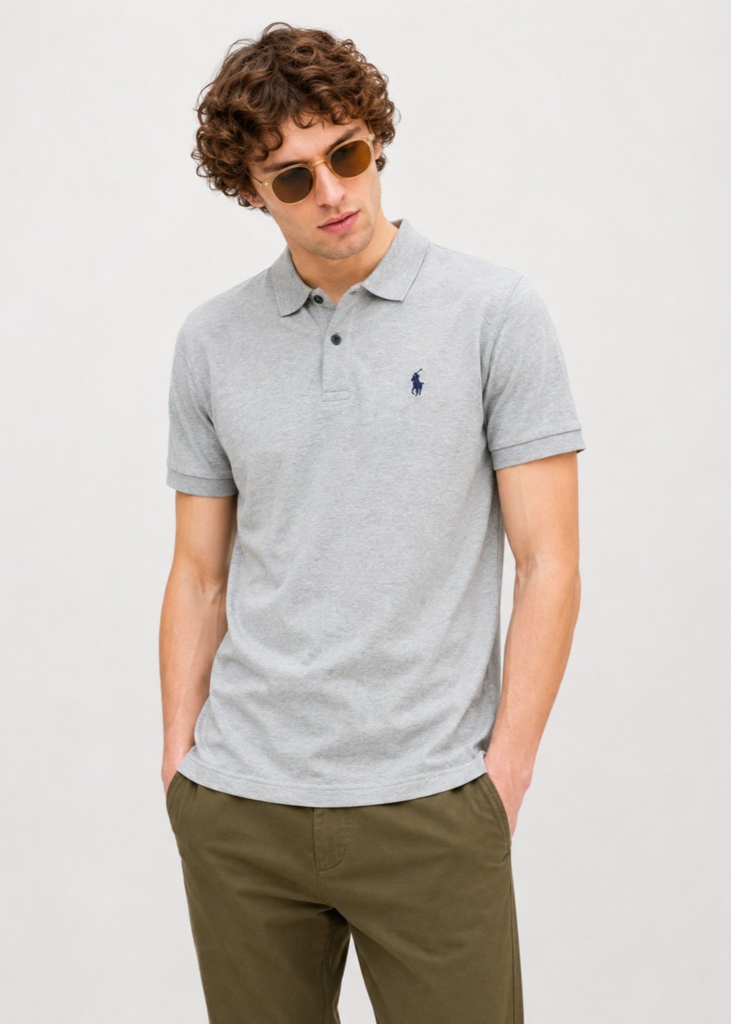 cotton Polo Shirt in Dark grey