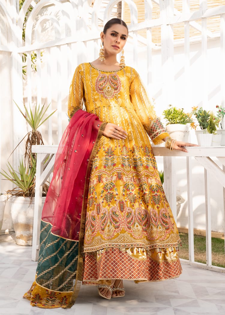 organza Unstitched in Yellow