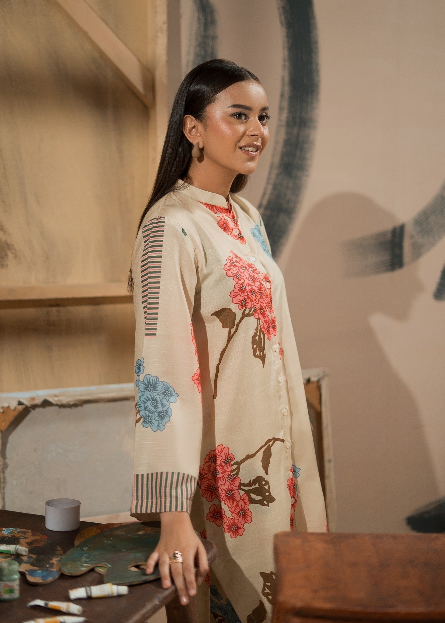 raw silk Co Ord Sets in Cream