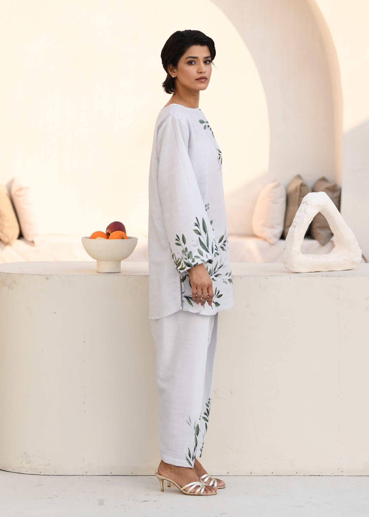 fine khaddar Co Ord Sets in Pastel grey
