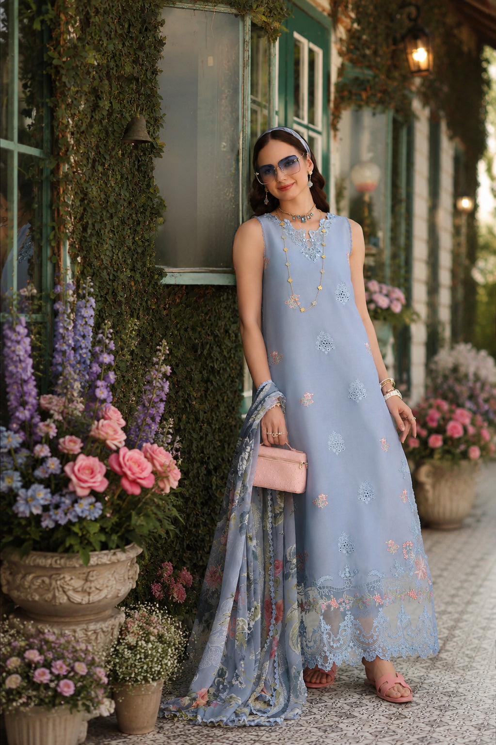 Noor Eid Printskhas Lawn – D1 – Frozen Mist
