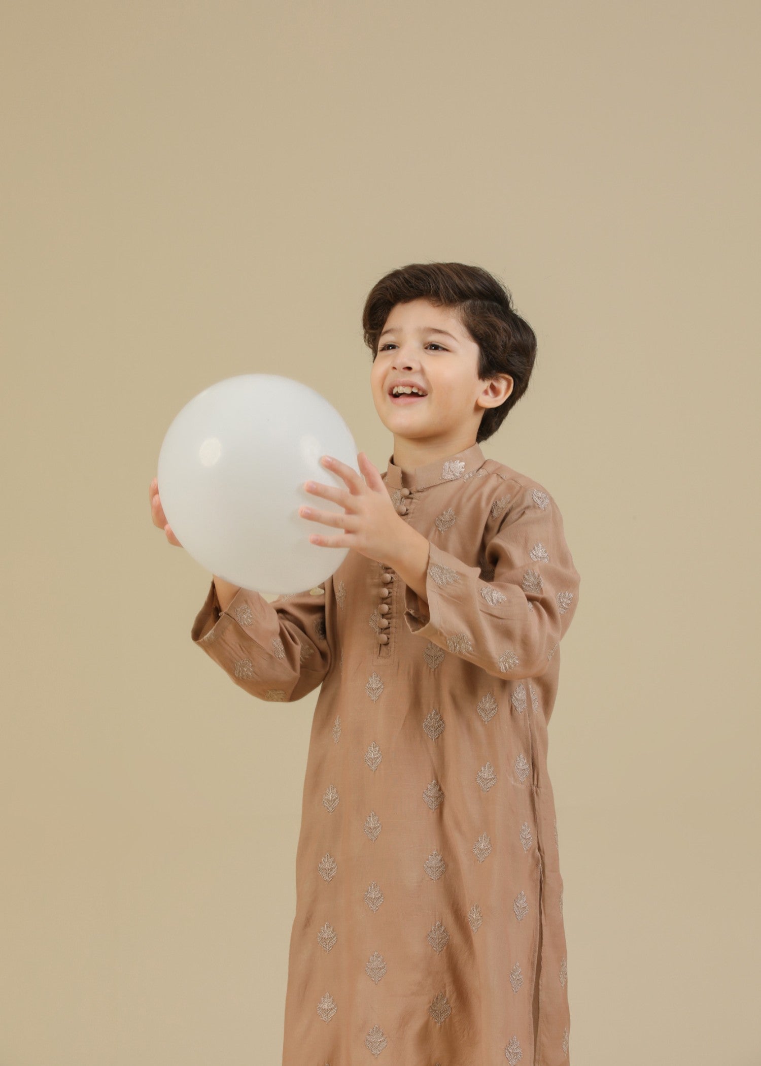 raw silk Kurta Set in Sand brown