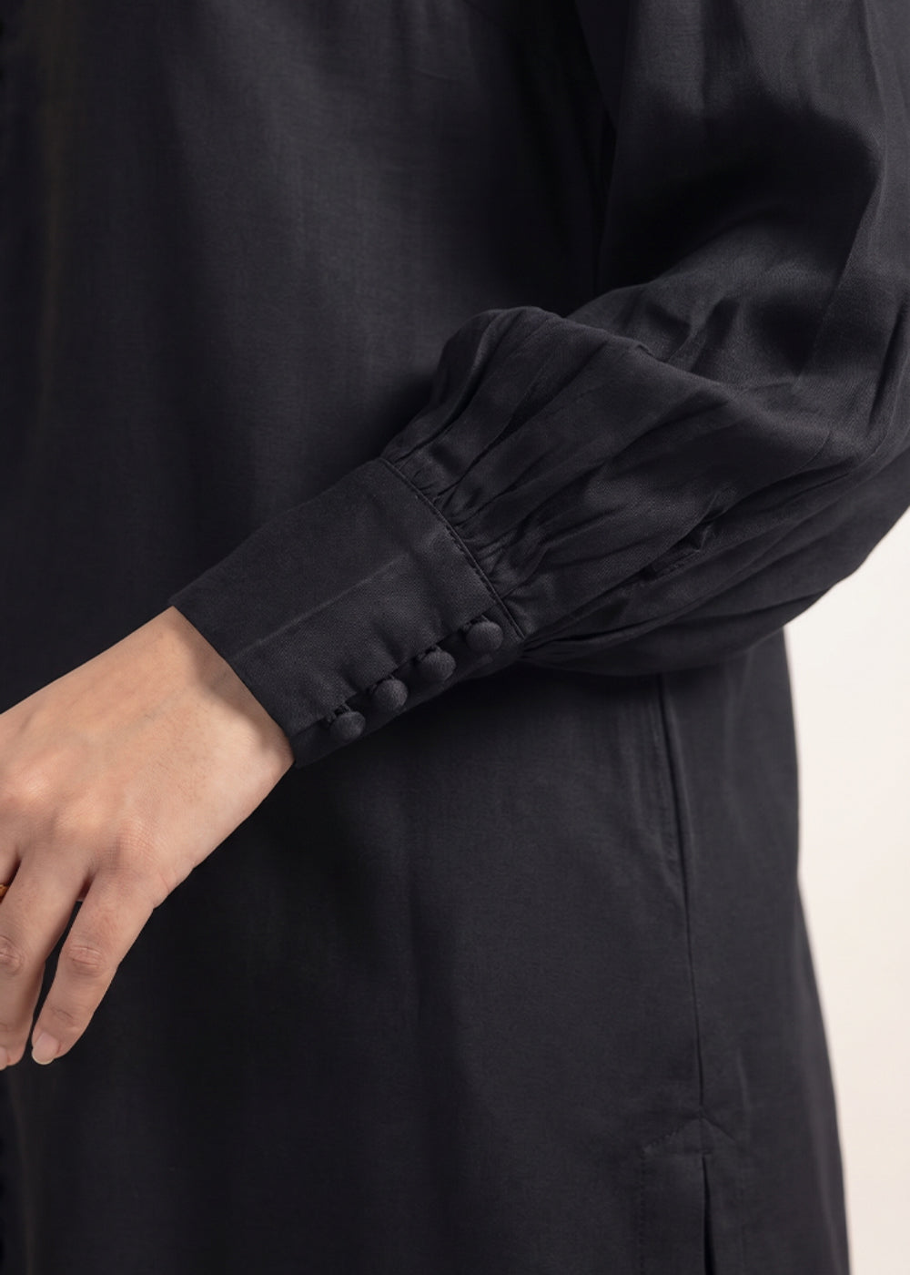 polycotton Kurta Set in Black