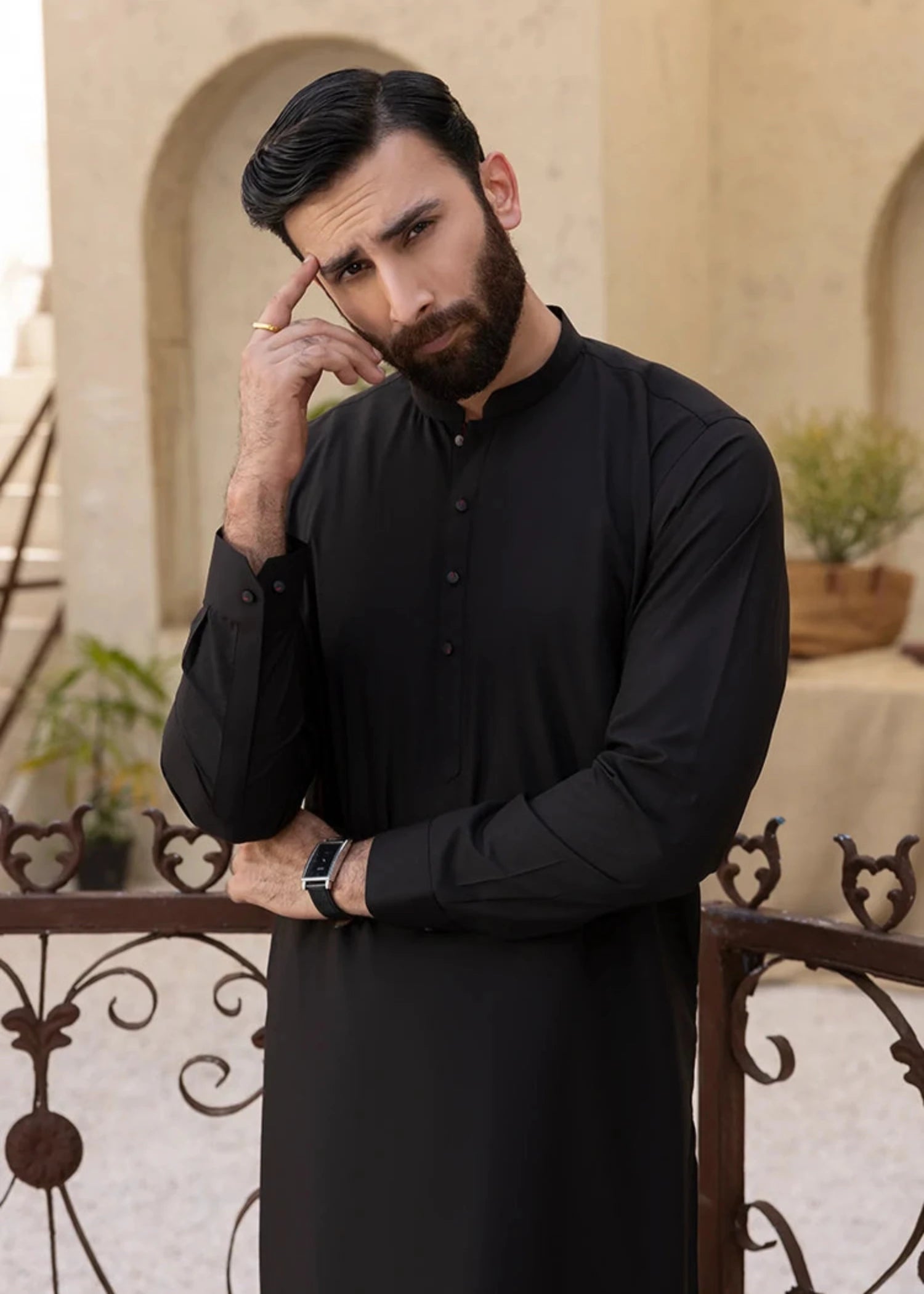 wash & wear Shalwar Kameez in Dark brown