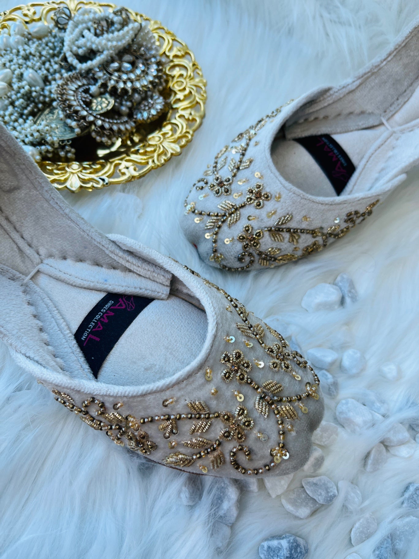 Khussa in Beige by - High Quality Women Khussa HGY6458
