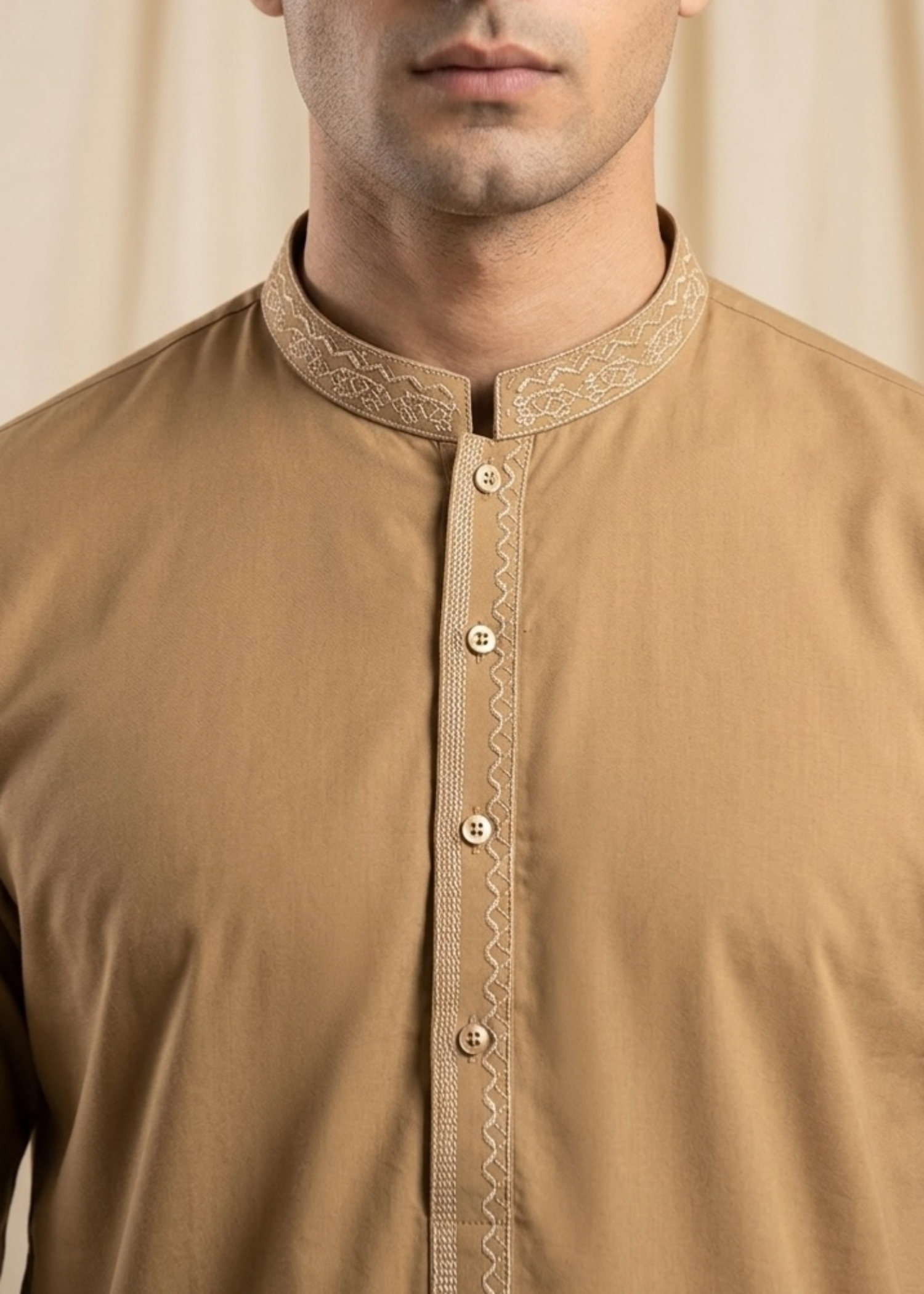 wash & wear Shalwar Kameez in Camel brown