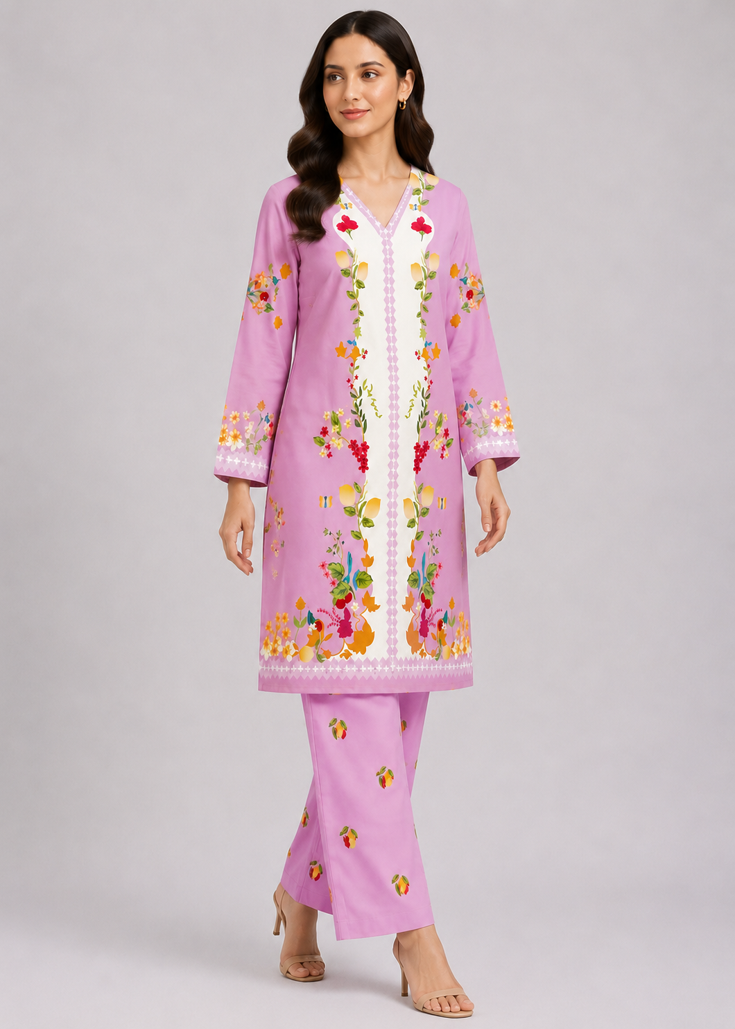 poly lawn Co Ord Sets in Lilac