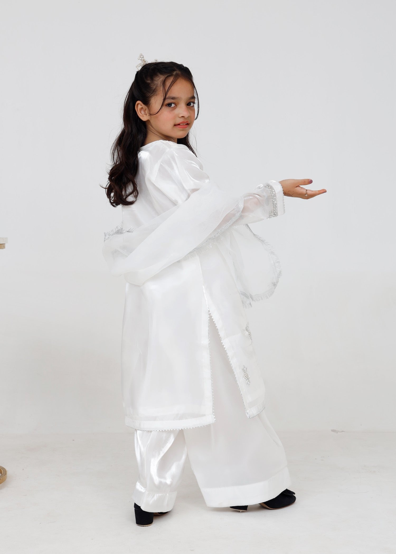tissue silk Kurta Set in White