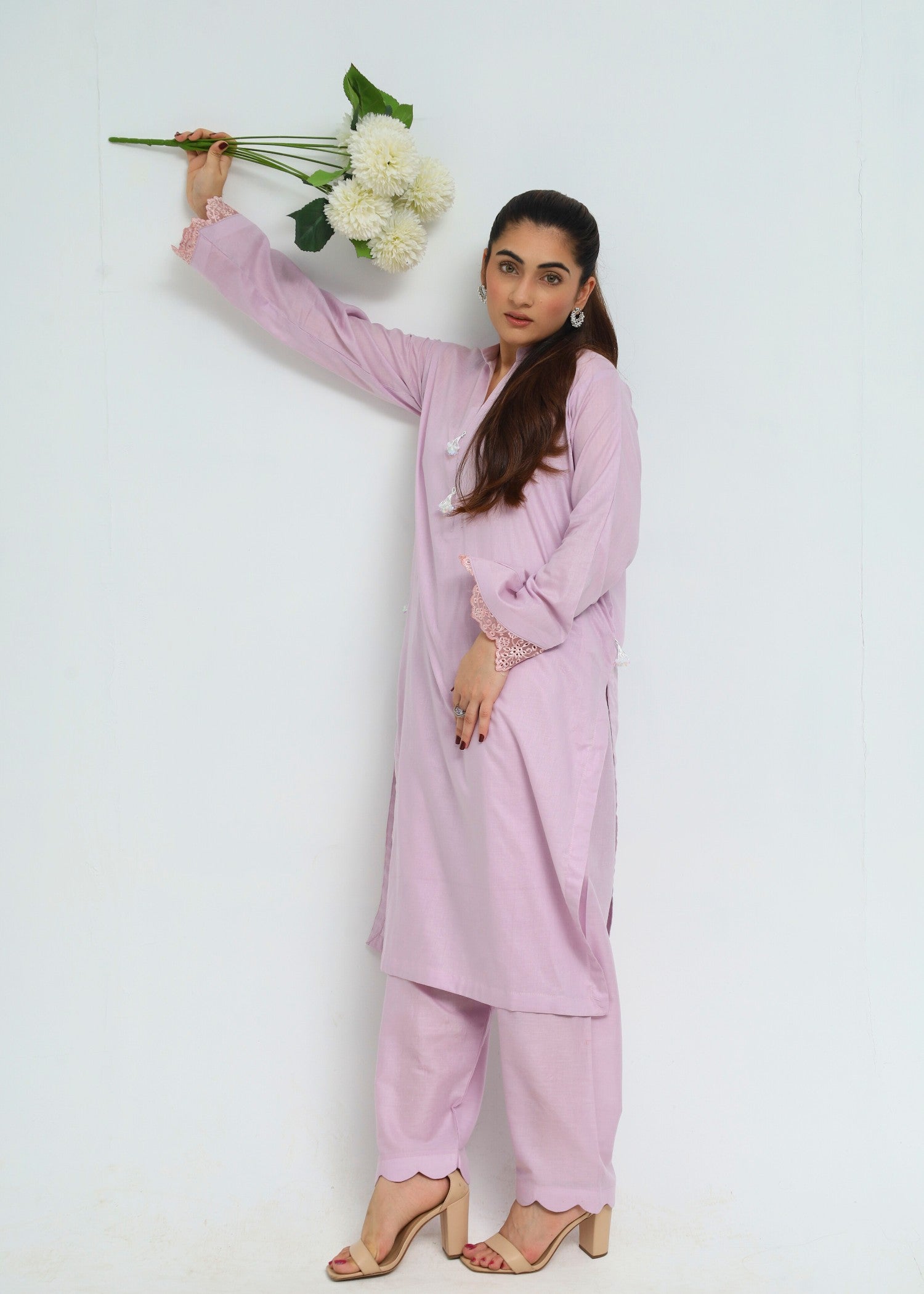 cotton Kurta Set in Lavender mist