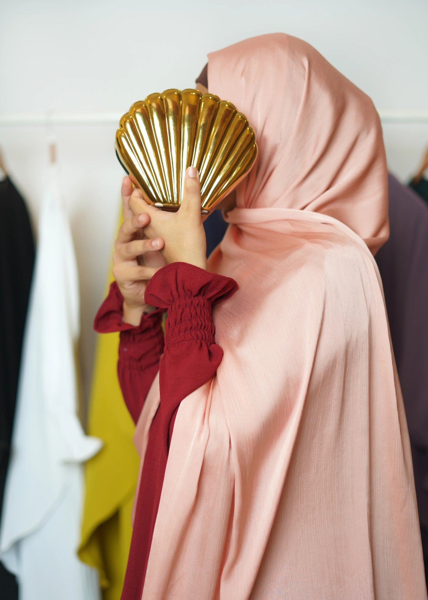 polyester Abaya in Maroon