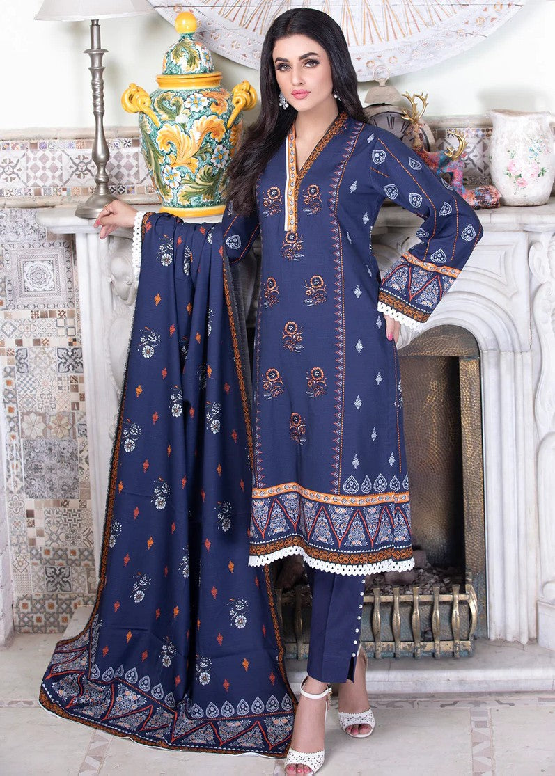 khaddar Kurta Set in Dark blue