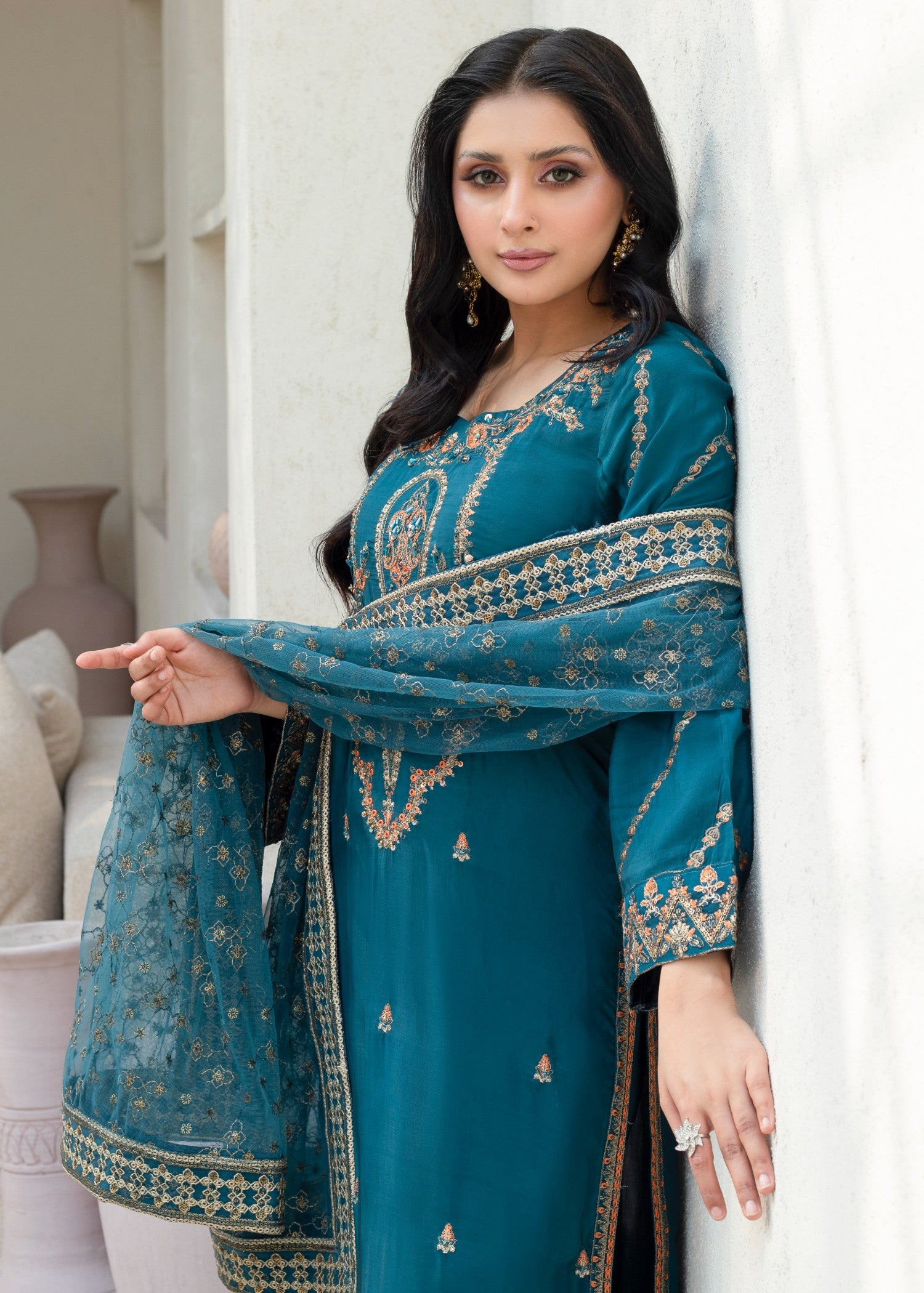 pure silk Kurta Set in Pine green