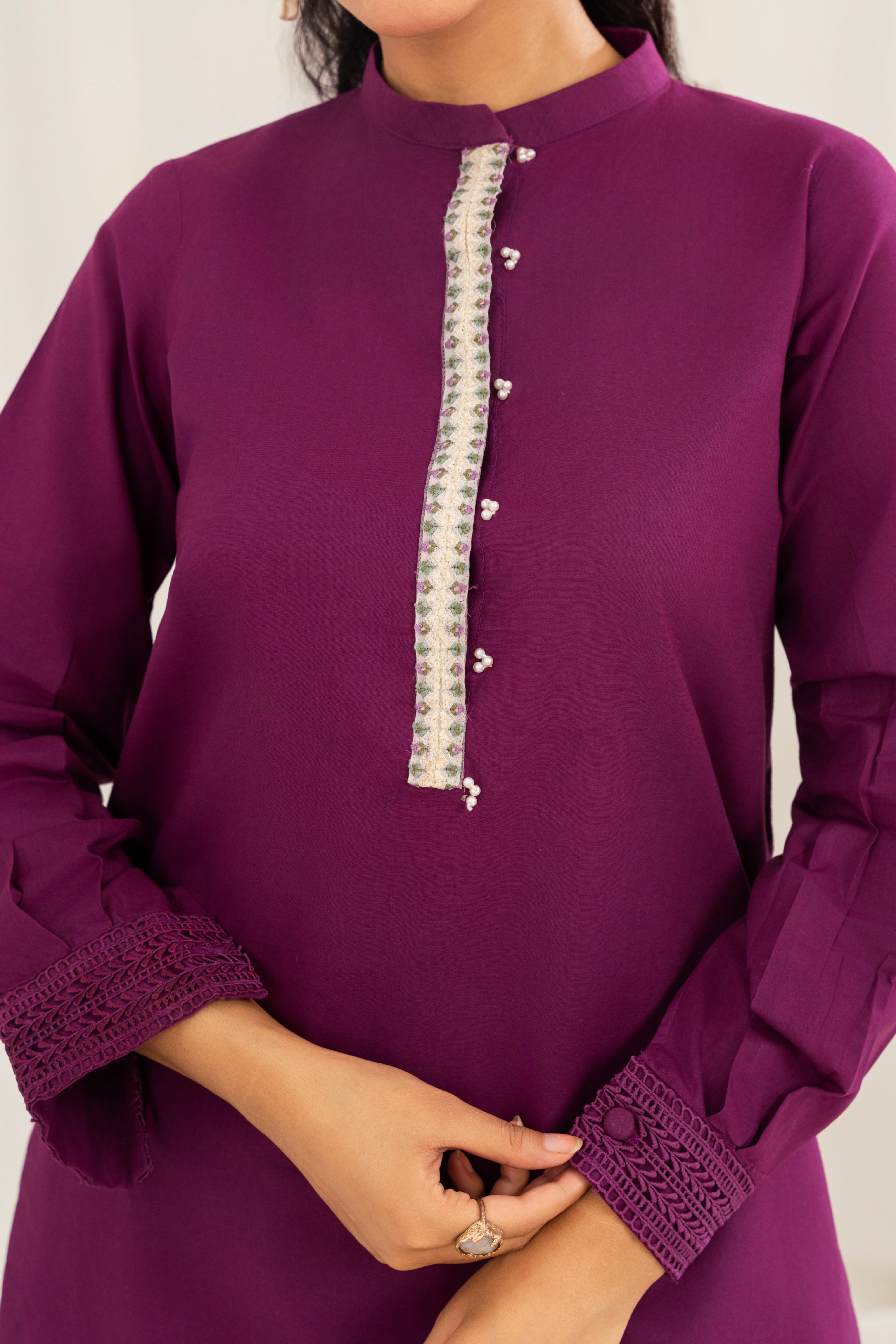 lawn Kurta Set in Purple