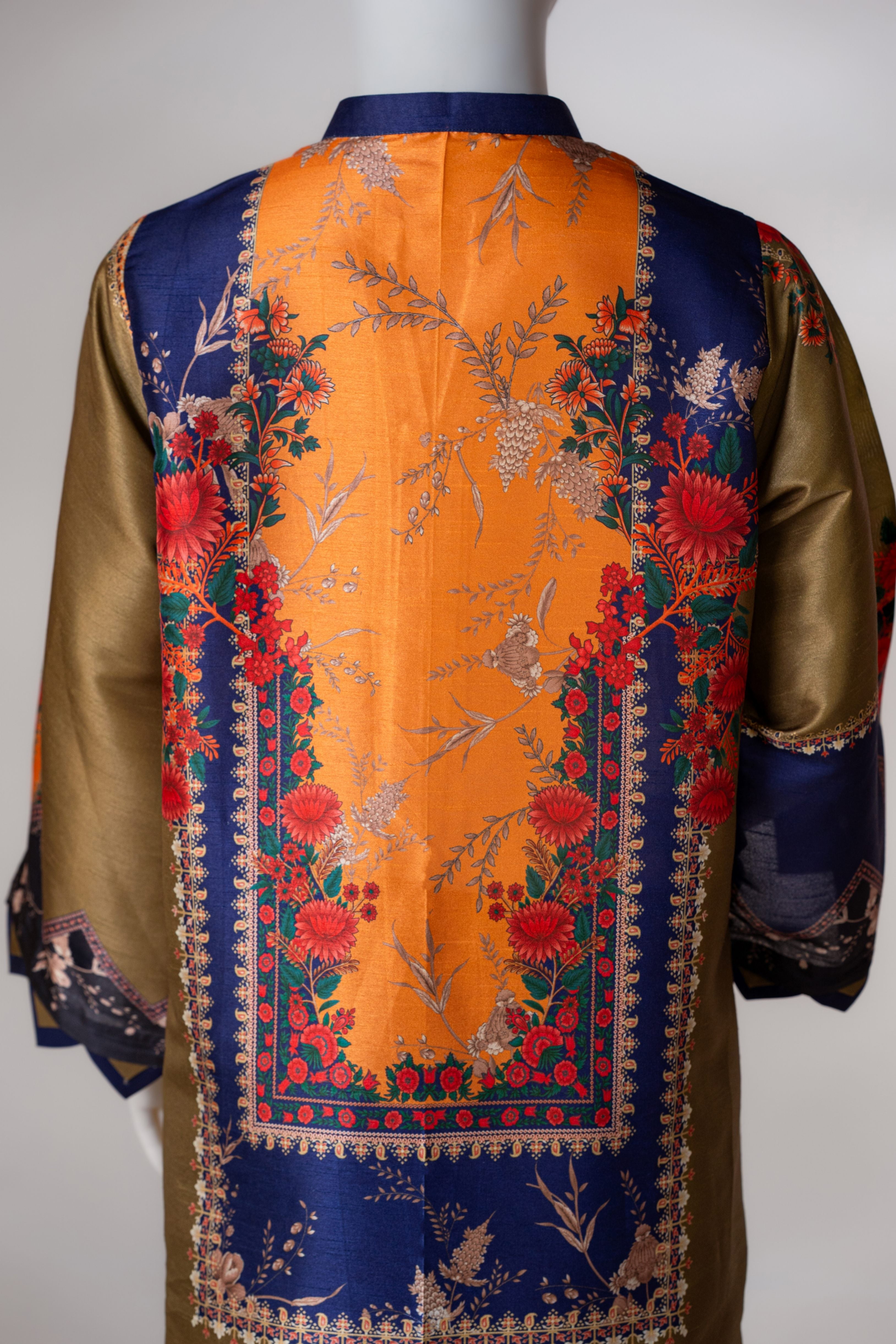 silk Kurta Set in Olive green