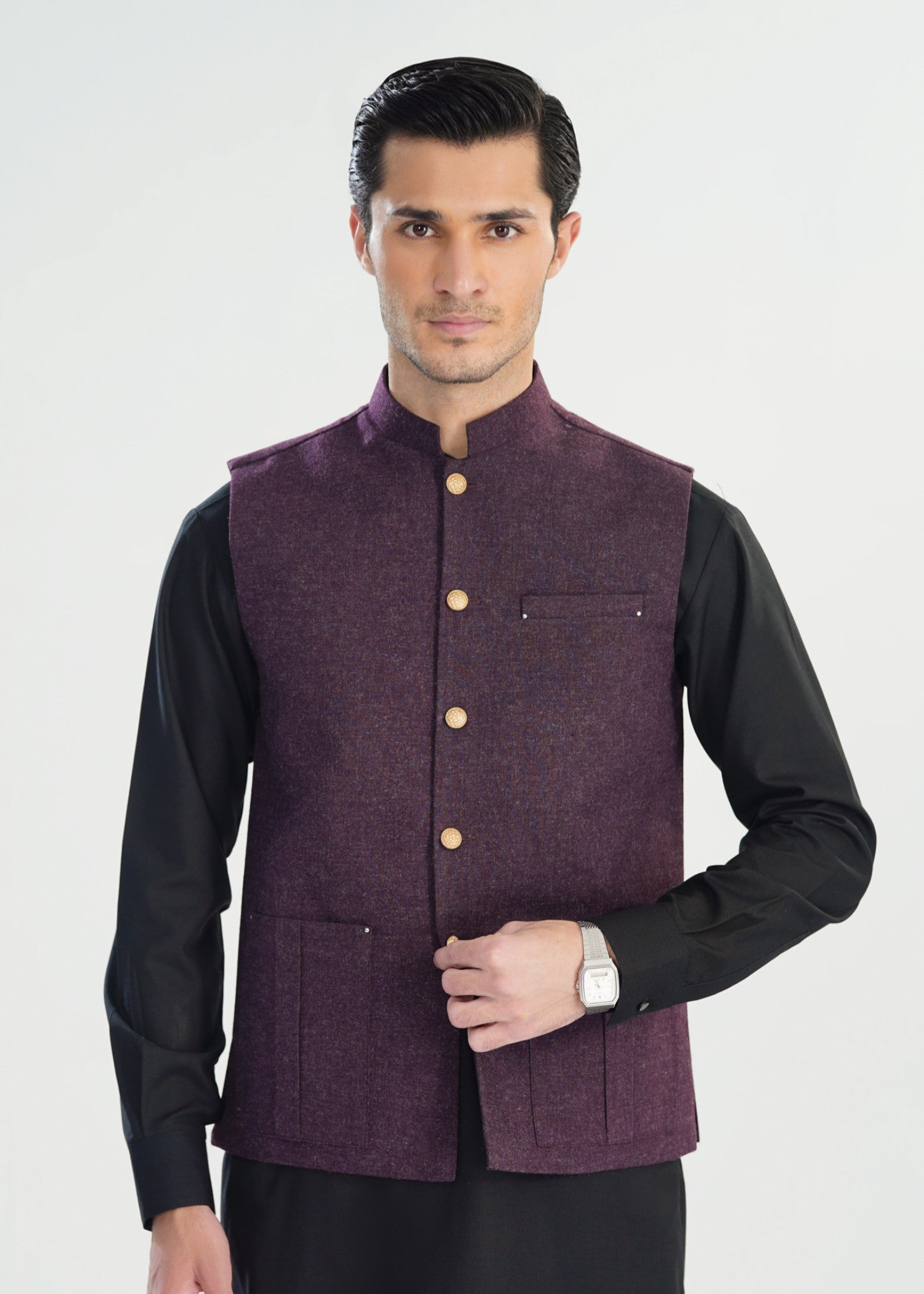 wool Waistcoat in Purple
