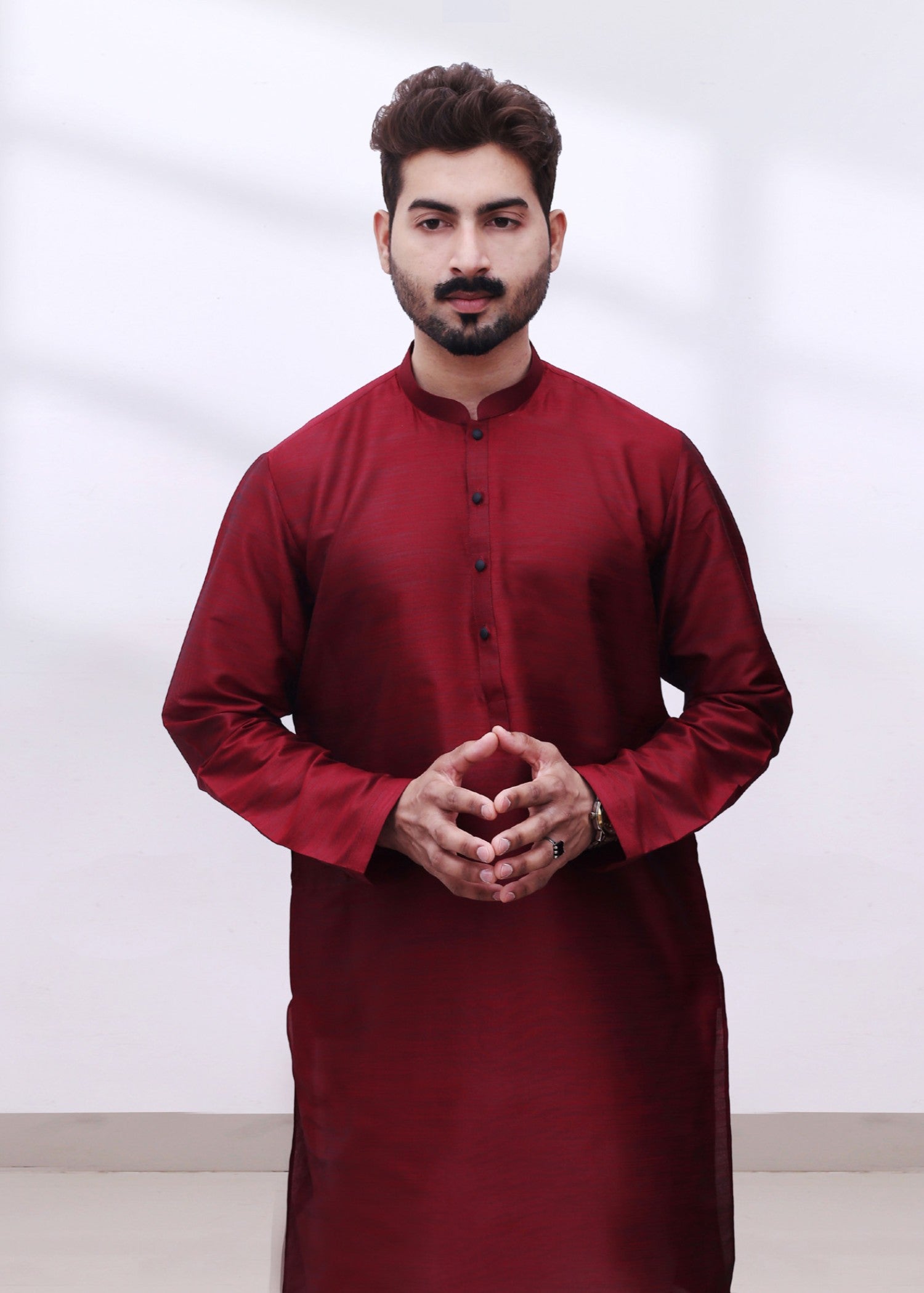 viscose raw silk Kurta in Cherry red
