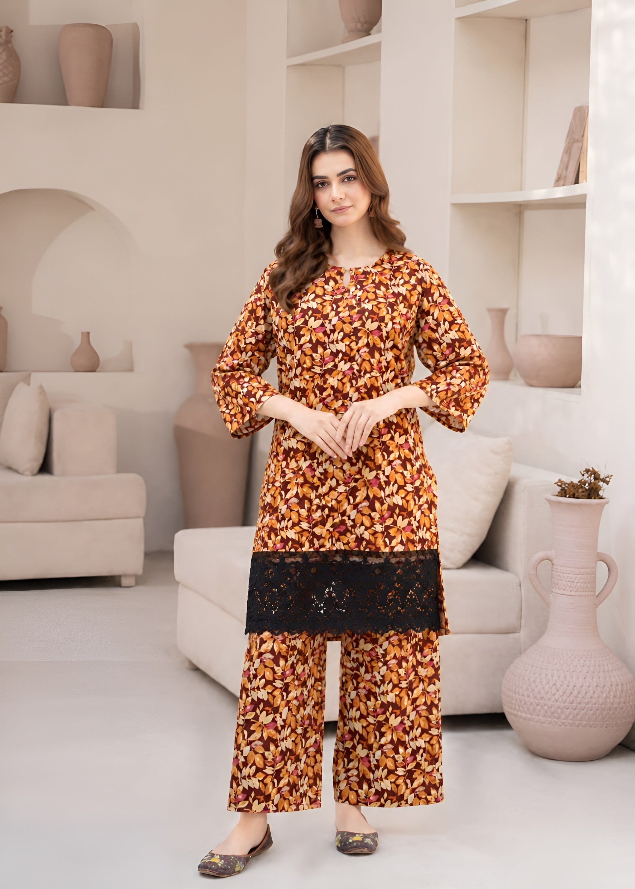 linen Co Ord Sets in Copper orange