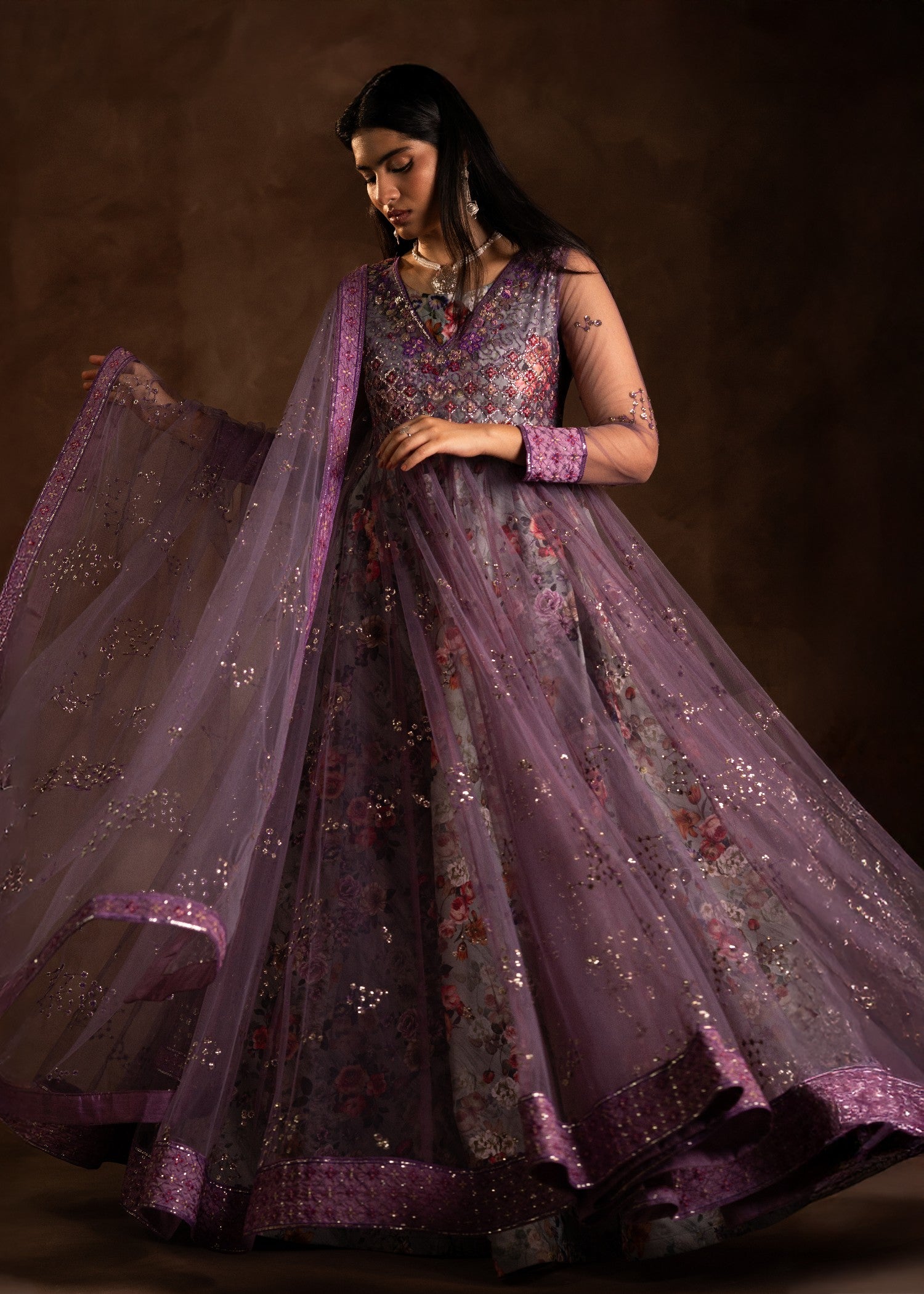 net Maxi in Grey, purple