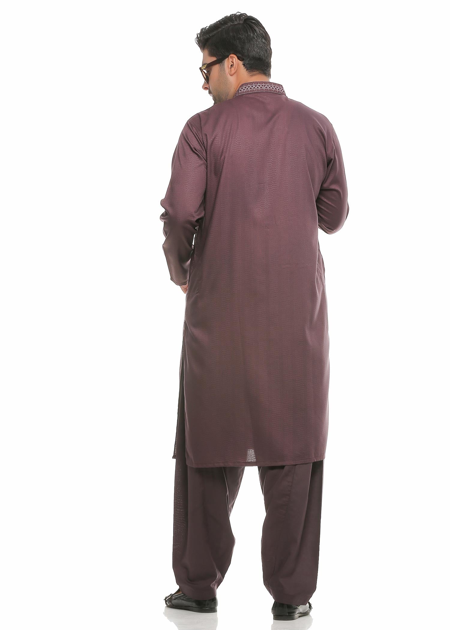 textured wash & wear Shalwar Kameez in Purple