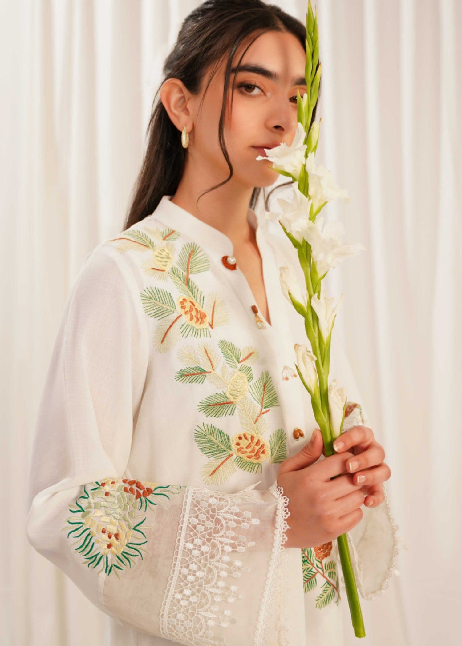 viscose Kurti in White smoke