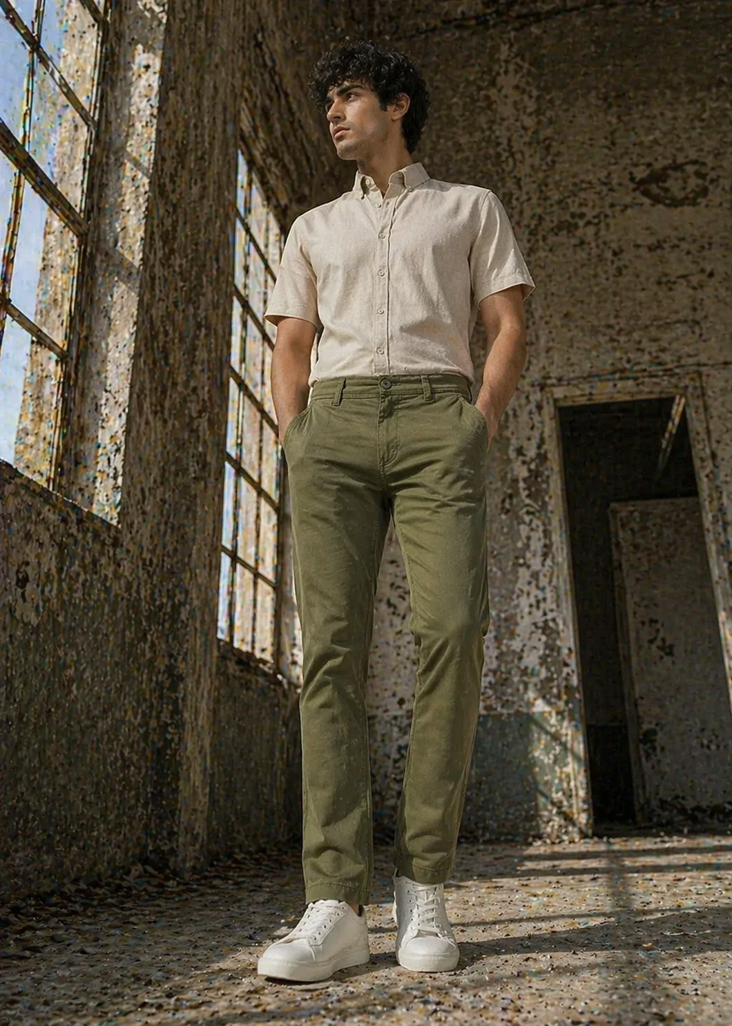 cotton Pants in Olive green