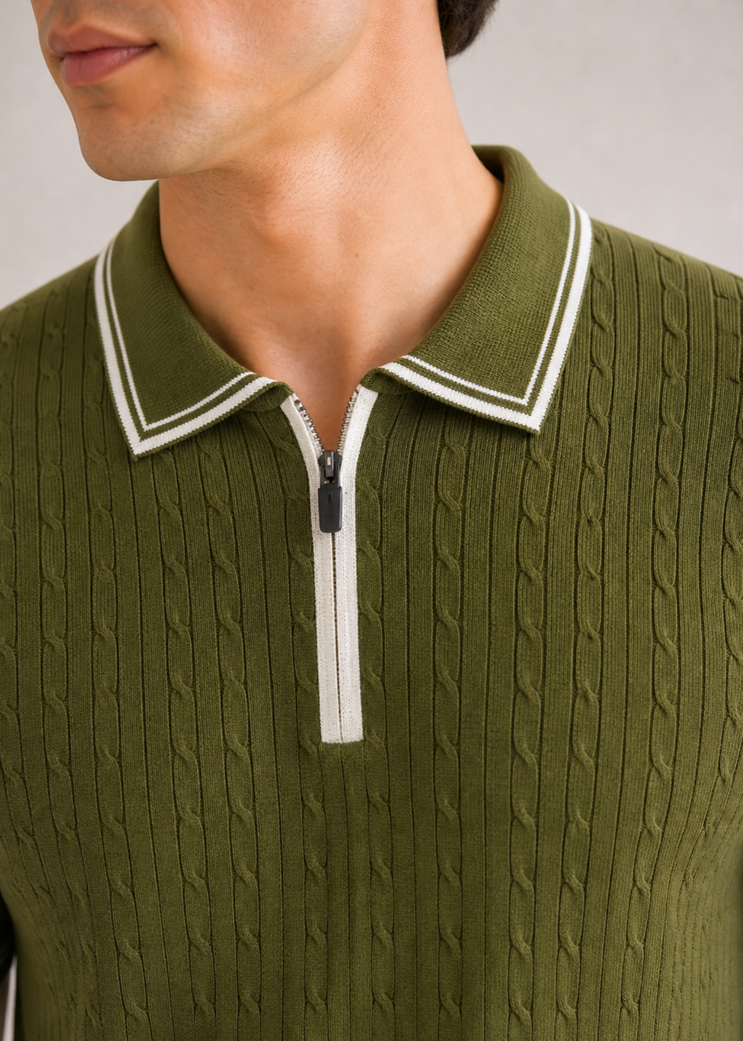 cotton Polo Shirt in Moss green