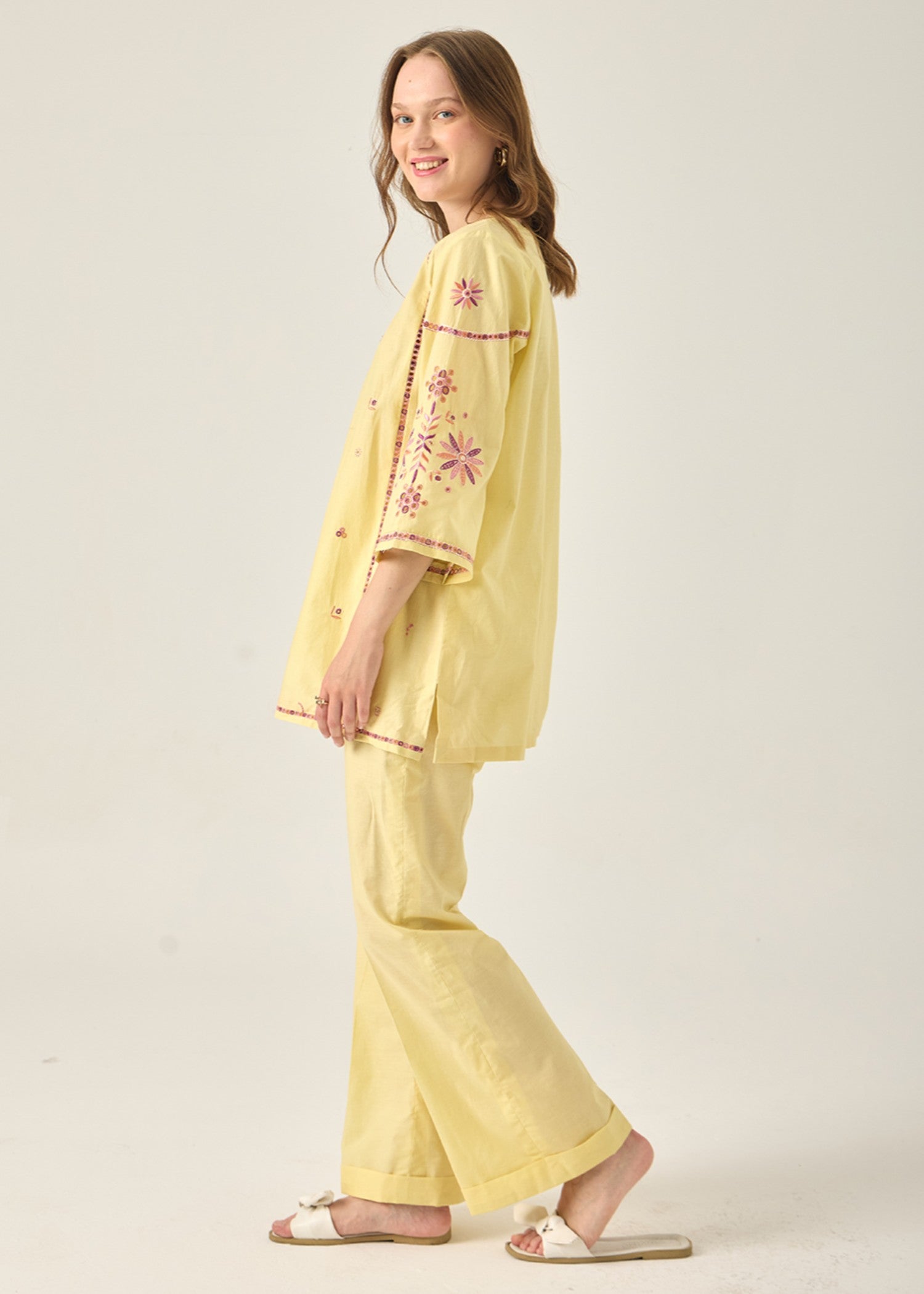 lawn cotton Co Ord Sets in Yellow