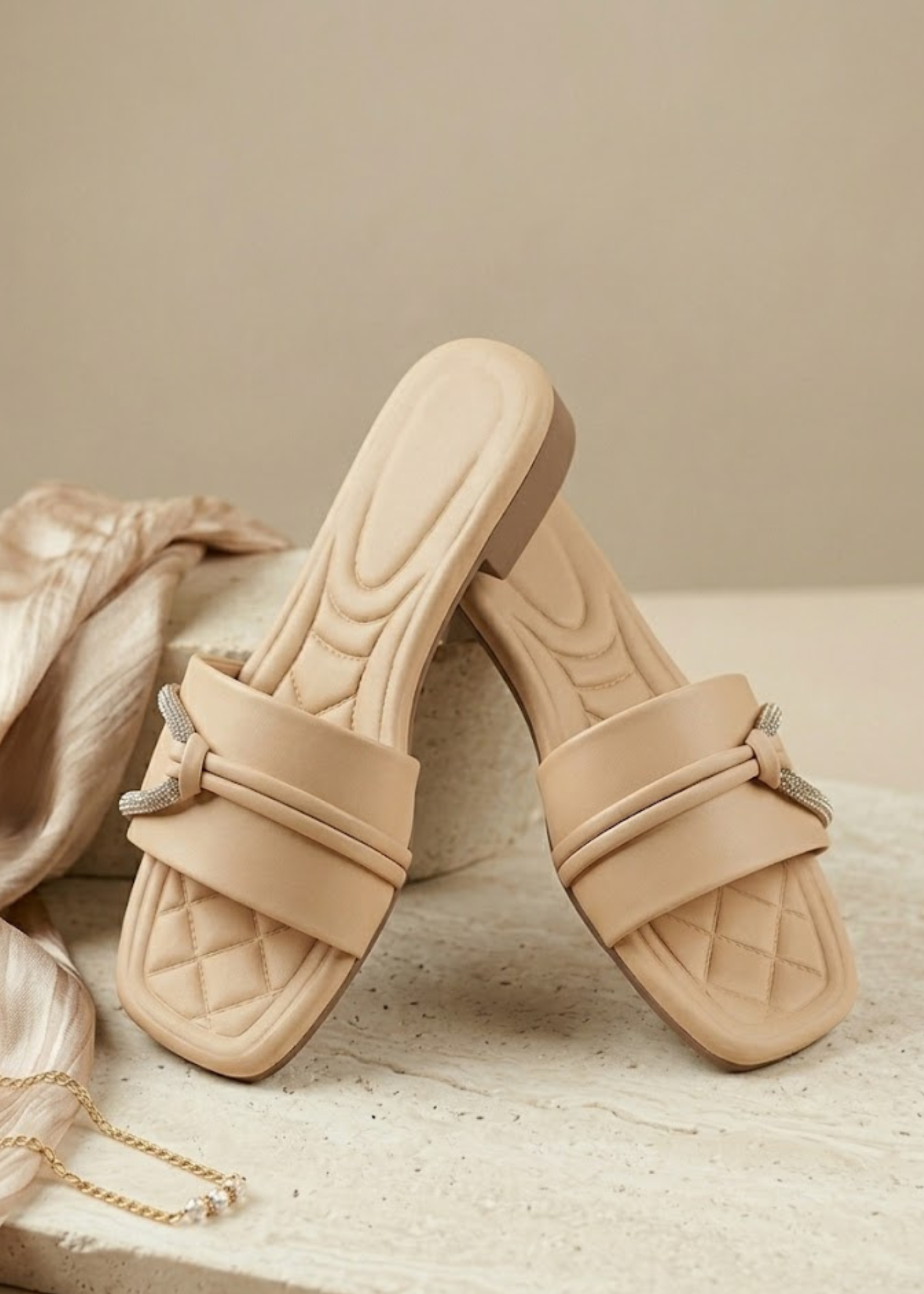 Slides in Beige by - High Quality Women Slides OQN2454