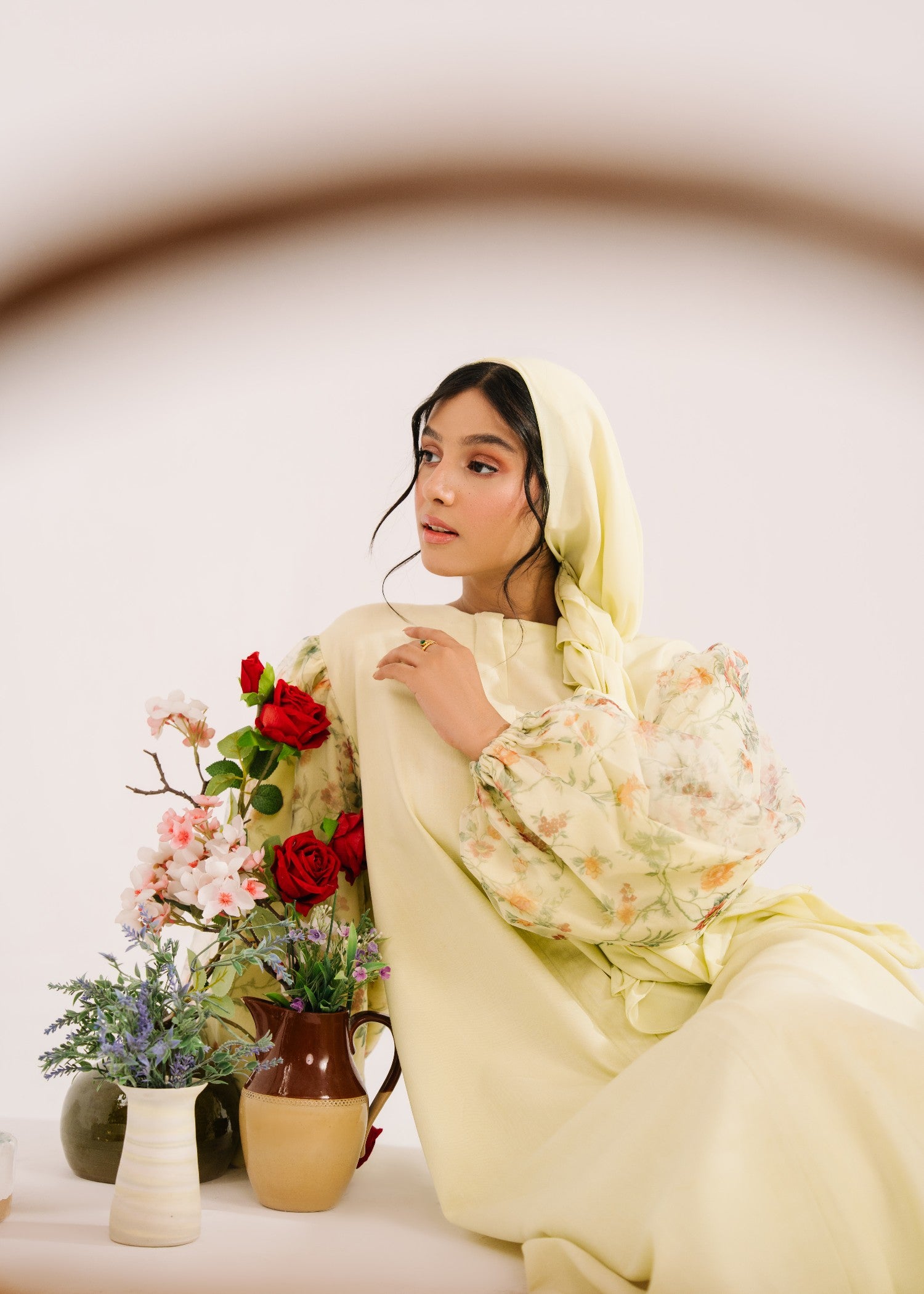 georgette Abaya in Lemon chiffon