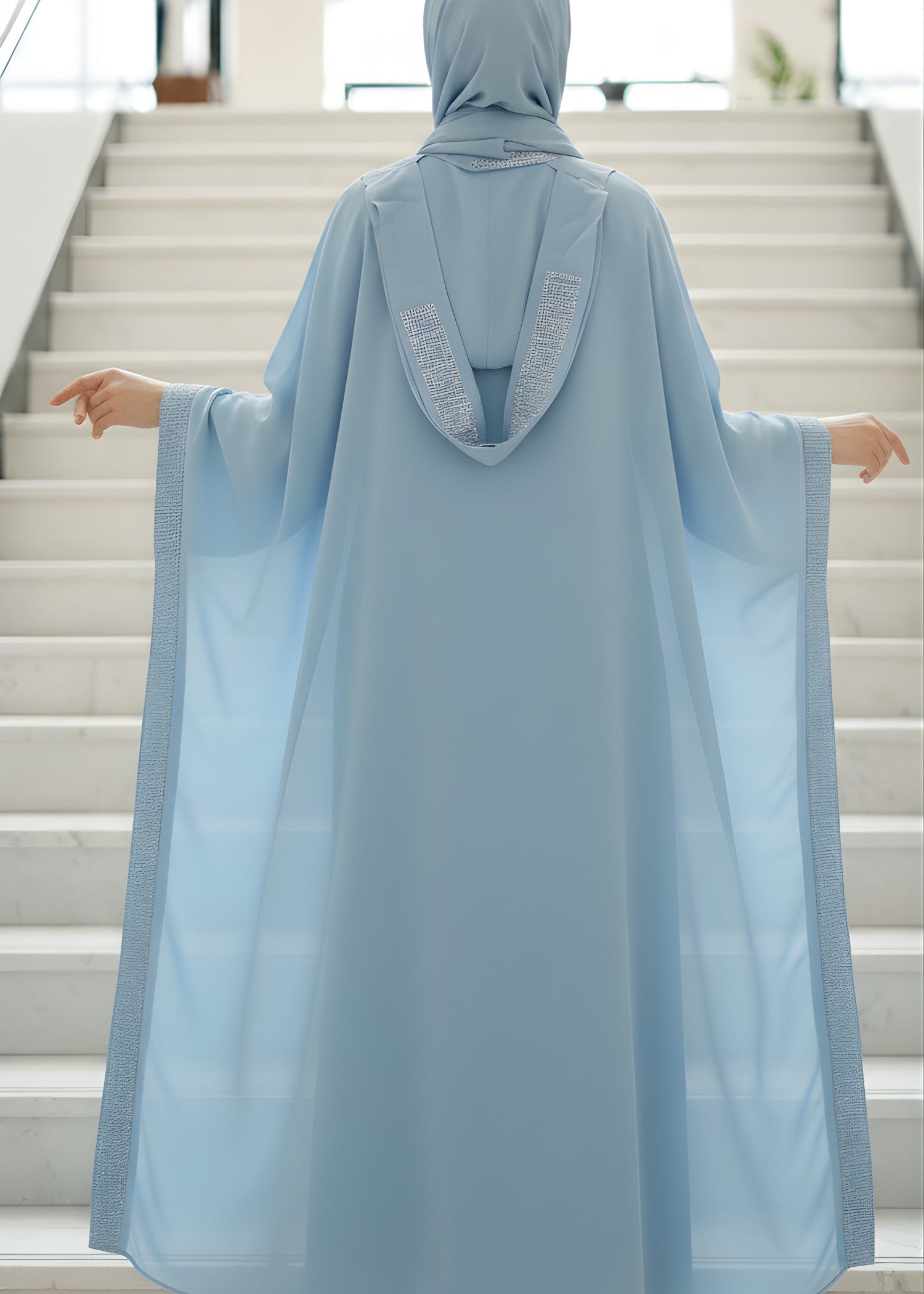 chiffon Abaya in Cloud blue