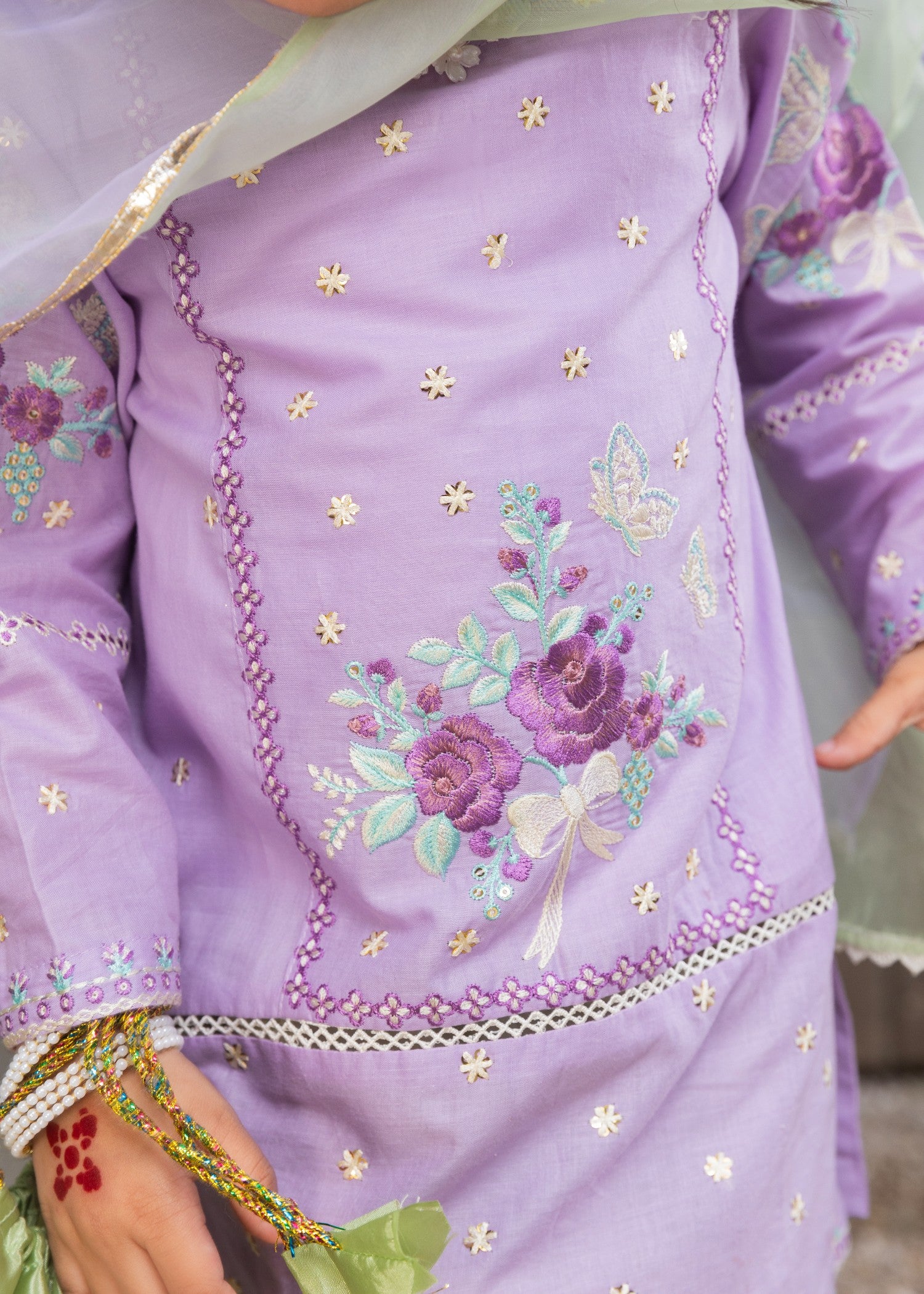 lawn cotton Gharara in Lilac