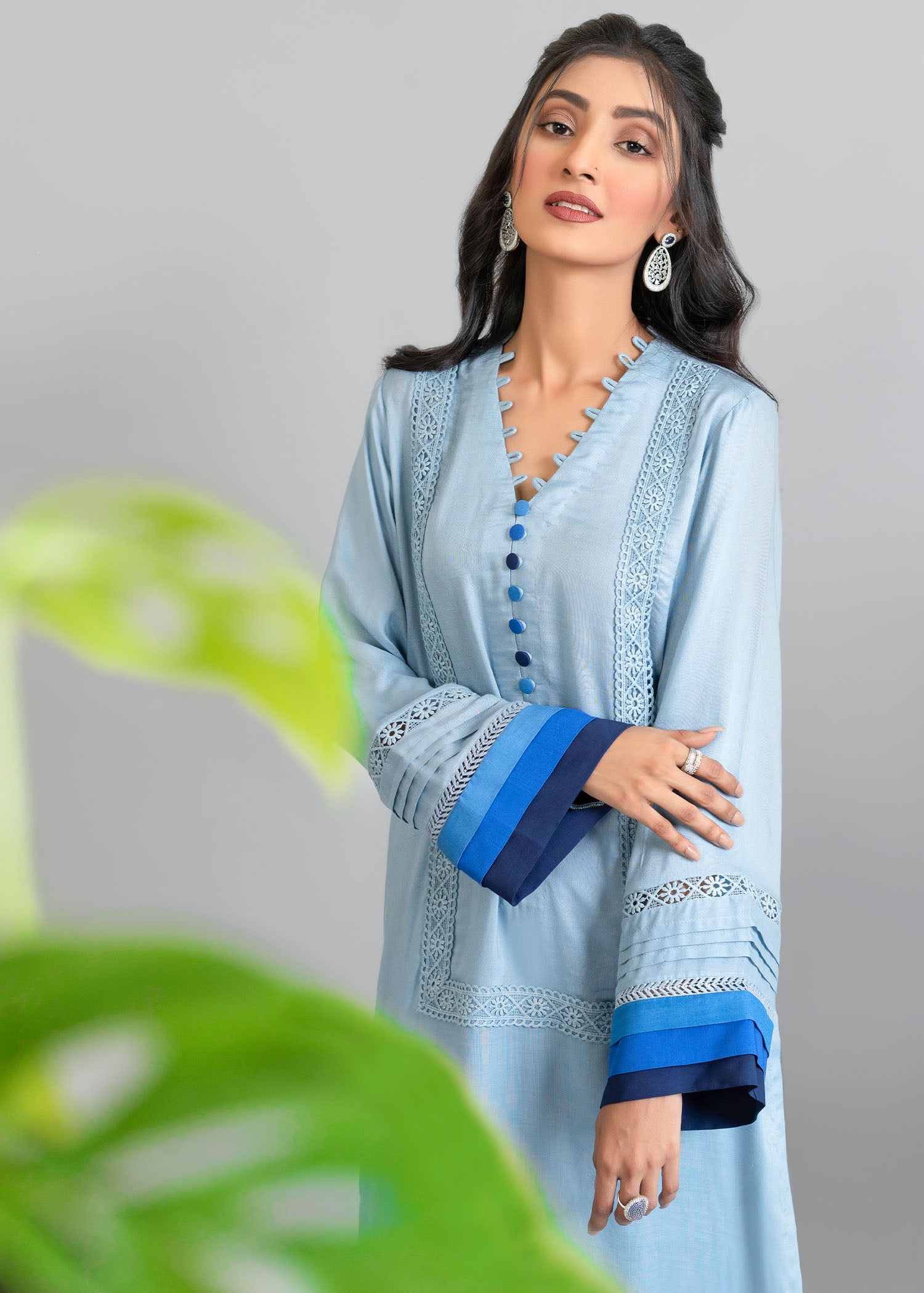 cotton linen Kurta Set in Sky blue