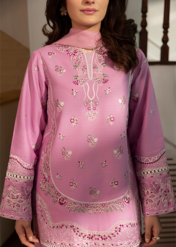 textured lawn Kurta Set in Cotton candy