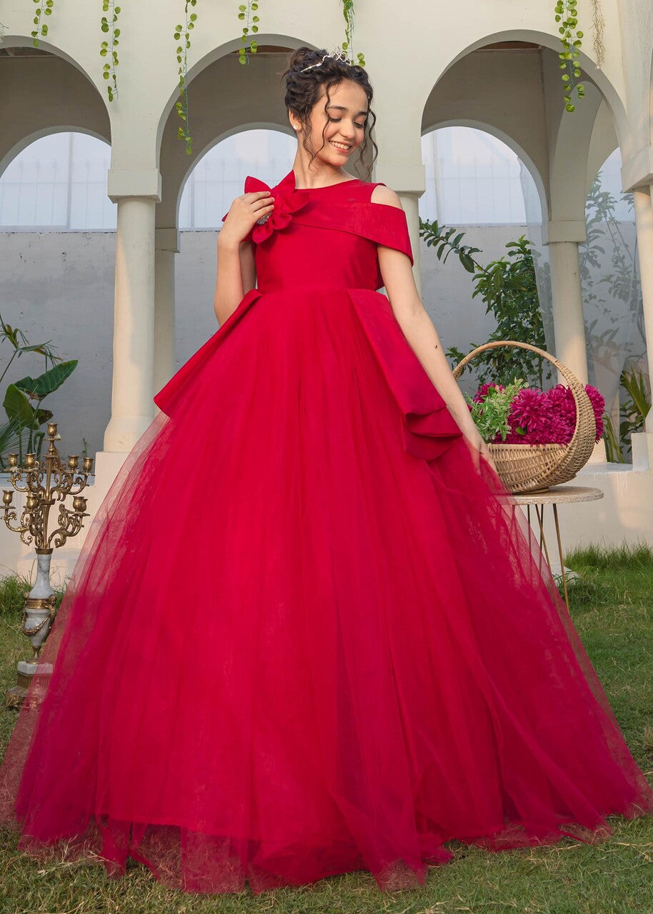 net Frock in Hot pink