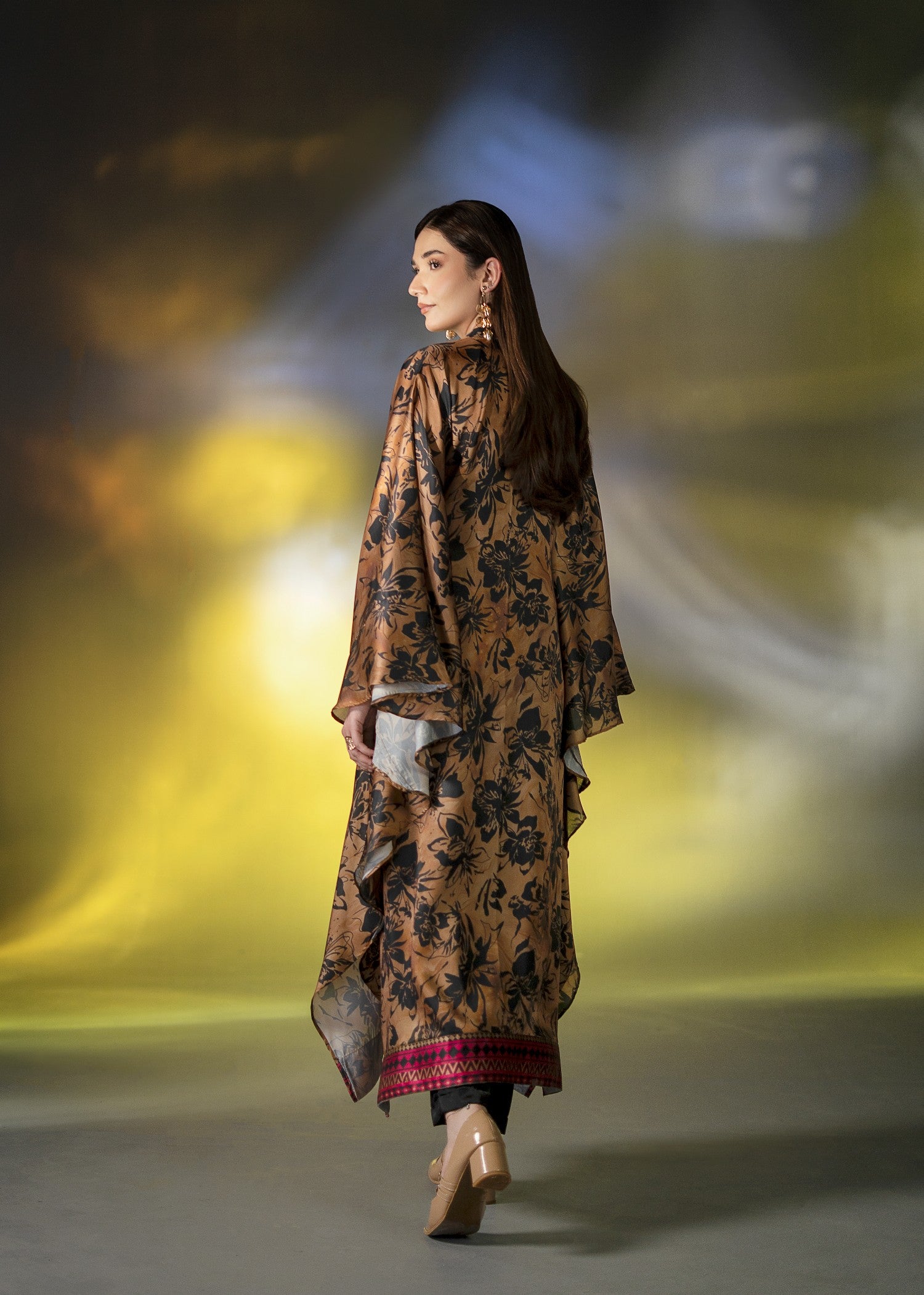 pk charmuse silk Kaftan in Cinnamon brown